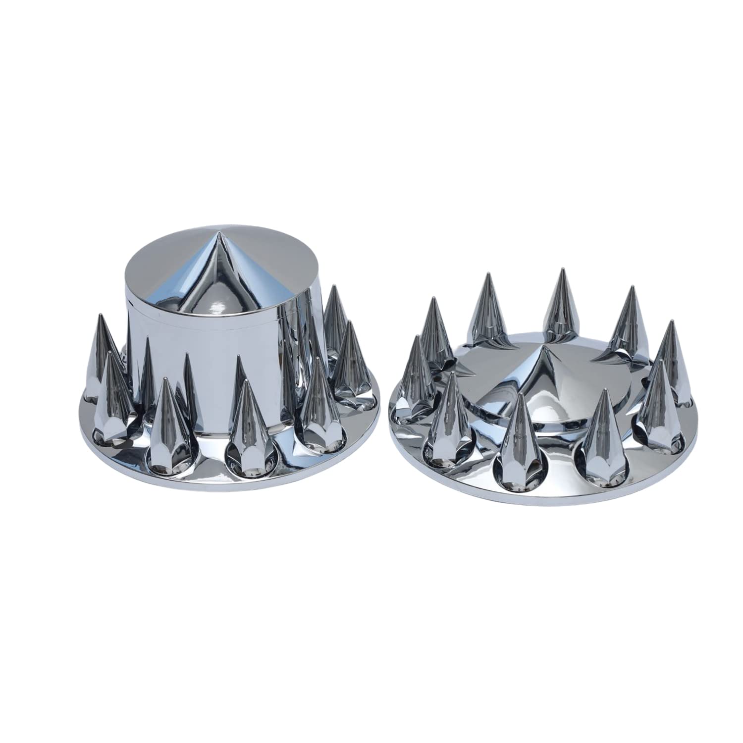JIARU ABS Plastic Chromed Hubcaps Front and Rear Wheel Axle Cover Set with 33mm Thread-On Lug Nut Covers for Semi Trucks (Pointe