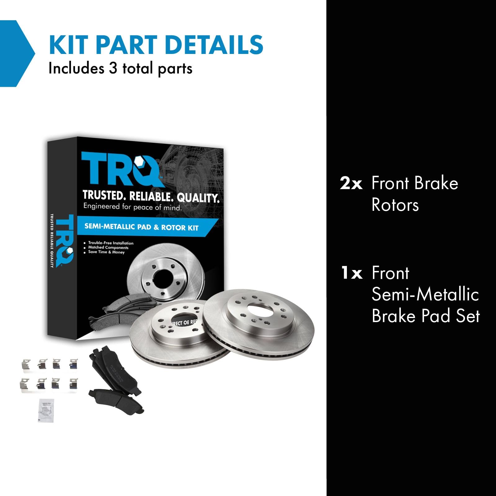 Trq Front Premium Posi Semi Metallic Brake Pads & Rotors Kit For Gm Truck