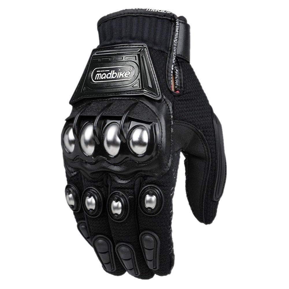 Ilm Steel Knuckle Motorcycle Atv Motocross Dirt Bike Racing Bmx Mx Downhill Tactical Gloves Touchscreen (M, Black) Model 10C