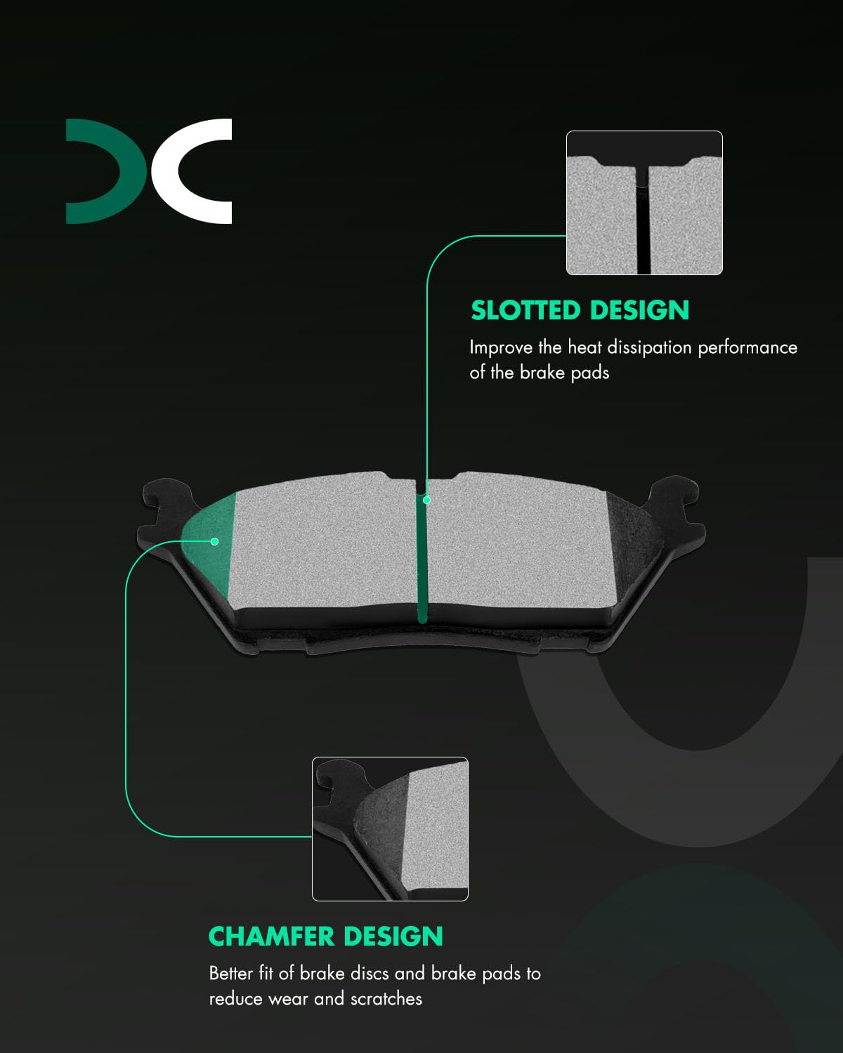 SCITOO Disc Brake Pads Kits D1790-9018 Ceramic Rear Brake Pads Set Fit For Ford For Expedition 2018-2019,For Ford For F-150 2015
