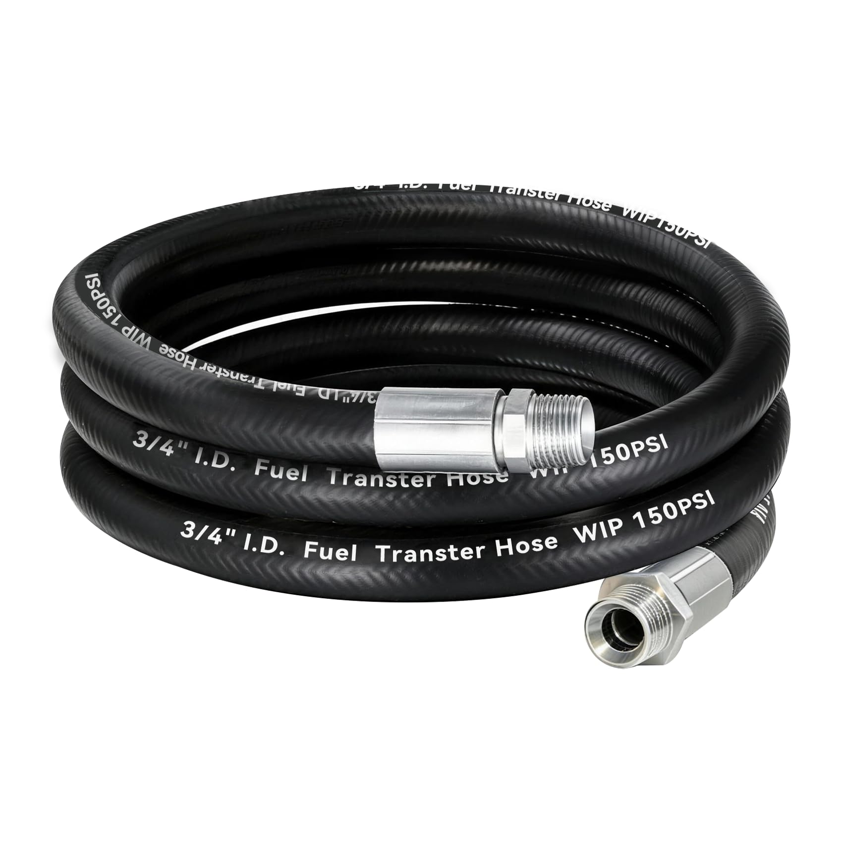 3/4 Fuel Transfer Hose 10FT - Farm Pump Hose with Male NPT Fittings, Compatible with Diesel, Gasoline, Kerosene, Biodiesel for F