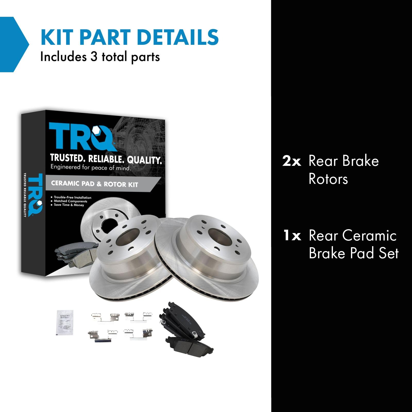 Trq Rear Brake Kit Compatible With Cadillac Escalade Gmc Sierra 1500 Yukon Chevy Silverado 1500 Suburban Tahoe Disc Brake Rotors