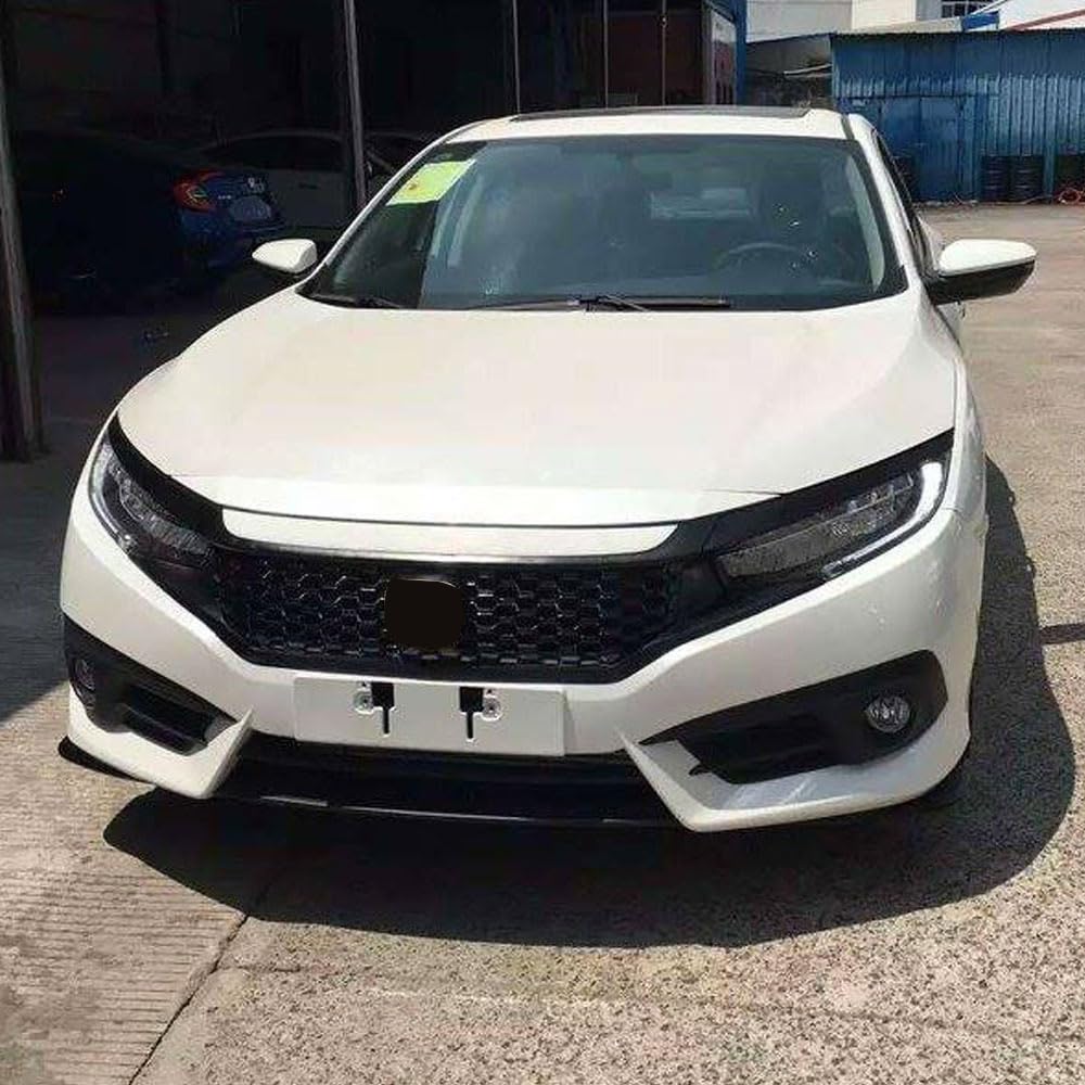 IKON MOTORSPORTS Front Bumper Grille for 2016-2021 Honda Civic, ABS Plastic, Black, Model HG-HC16SI3P-BK