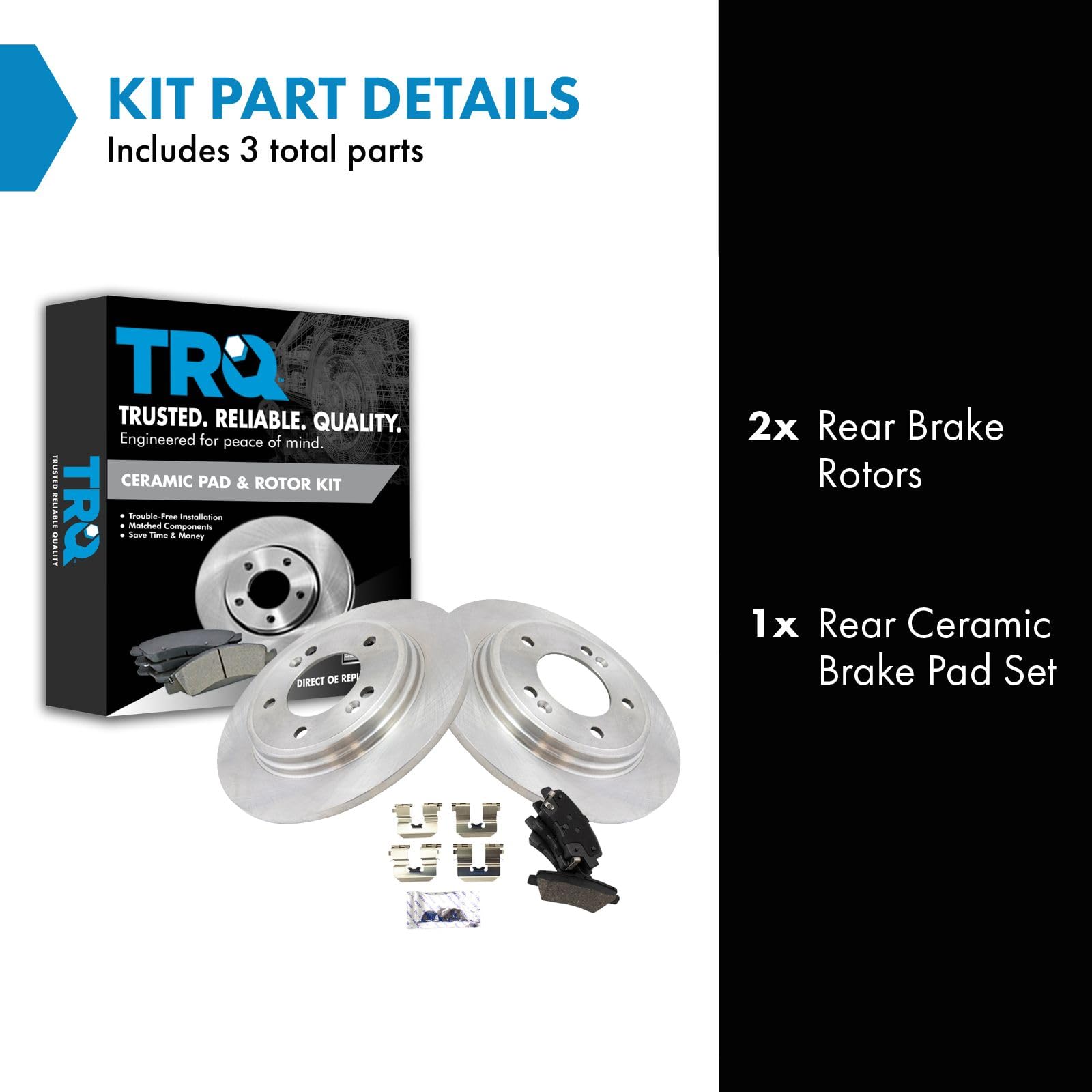 Trq Rear Brake Pad & Rotor Kit Brake Pads Brake Rotor Ceramic Compatible With 2017-2020 Hyundai Elantra 2017-2021 Ioniq 2017-201