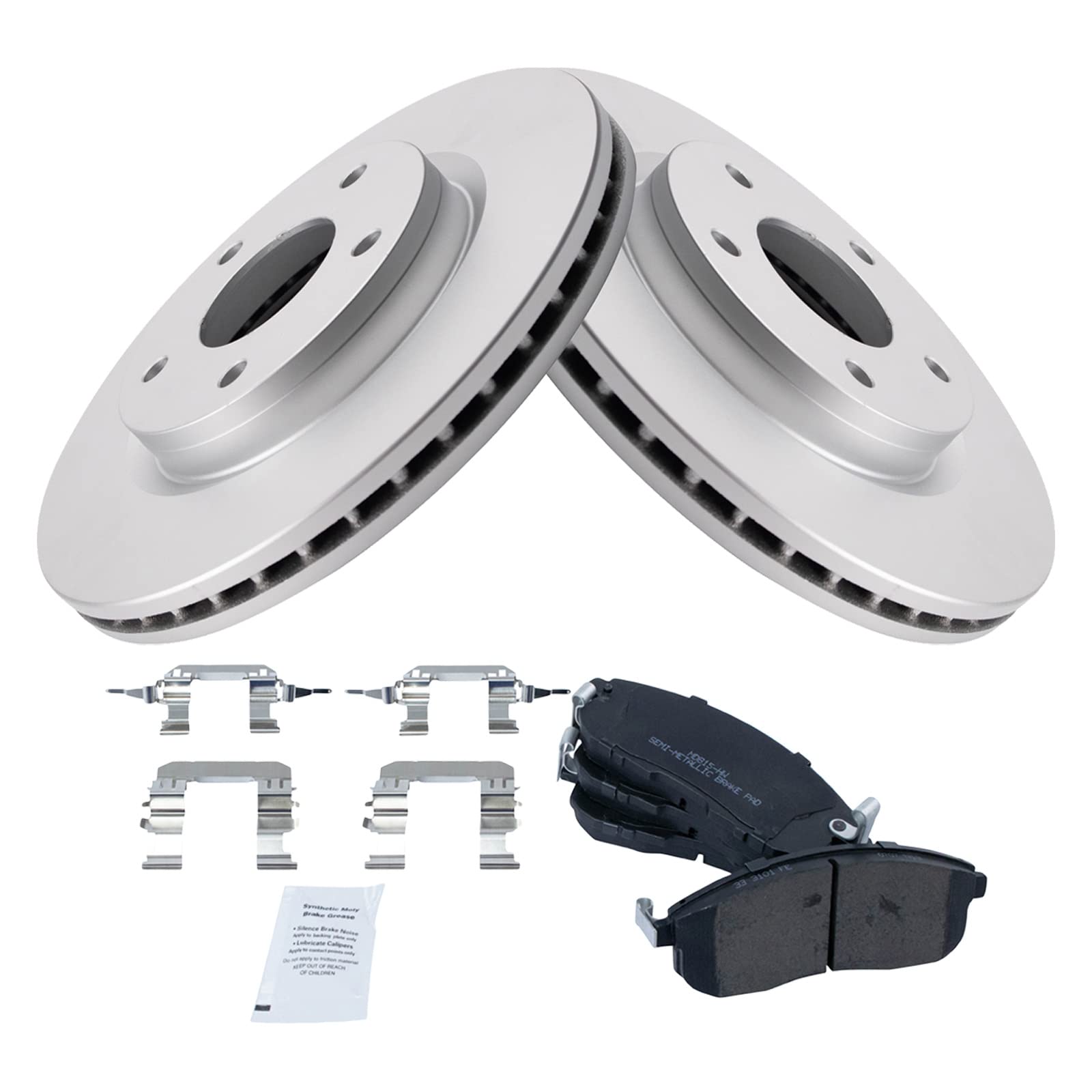 Trq Front Brake Pad & Rotor Kit Brake Pads Brake Rotor Semi-Metallic Premium G-Coated Compatible With 2013-2019 Nissan Sentra