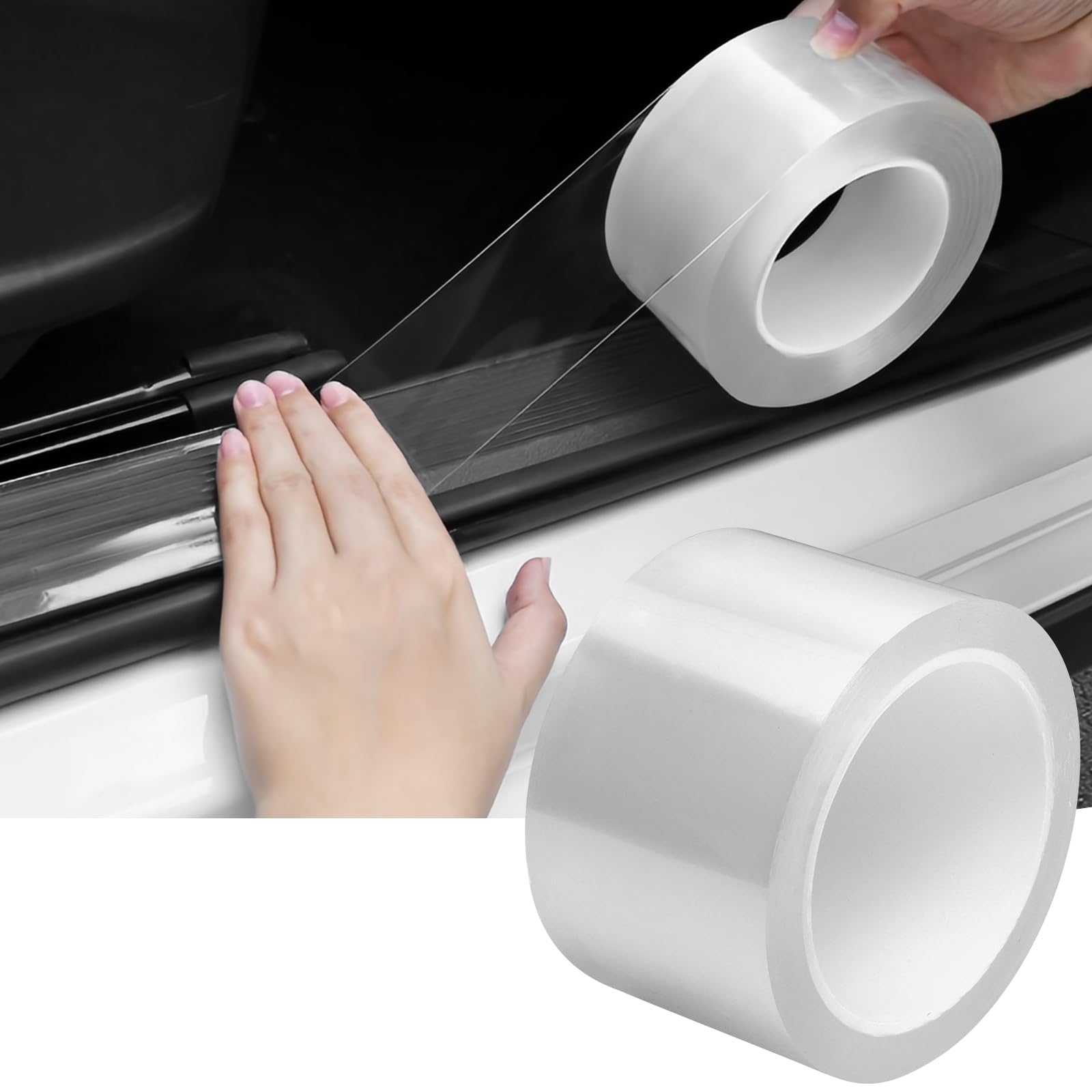 Dgsl Car Door Edge Guards Door Sill Protector, 2In X 16.4Ft 5D Carbon Fiber Car Wrap Film, Vinyl Automotive Wrap Film Anti-Colli