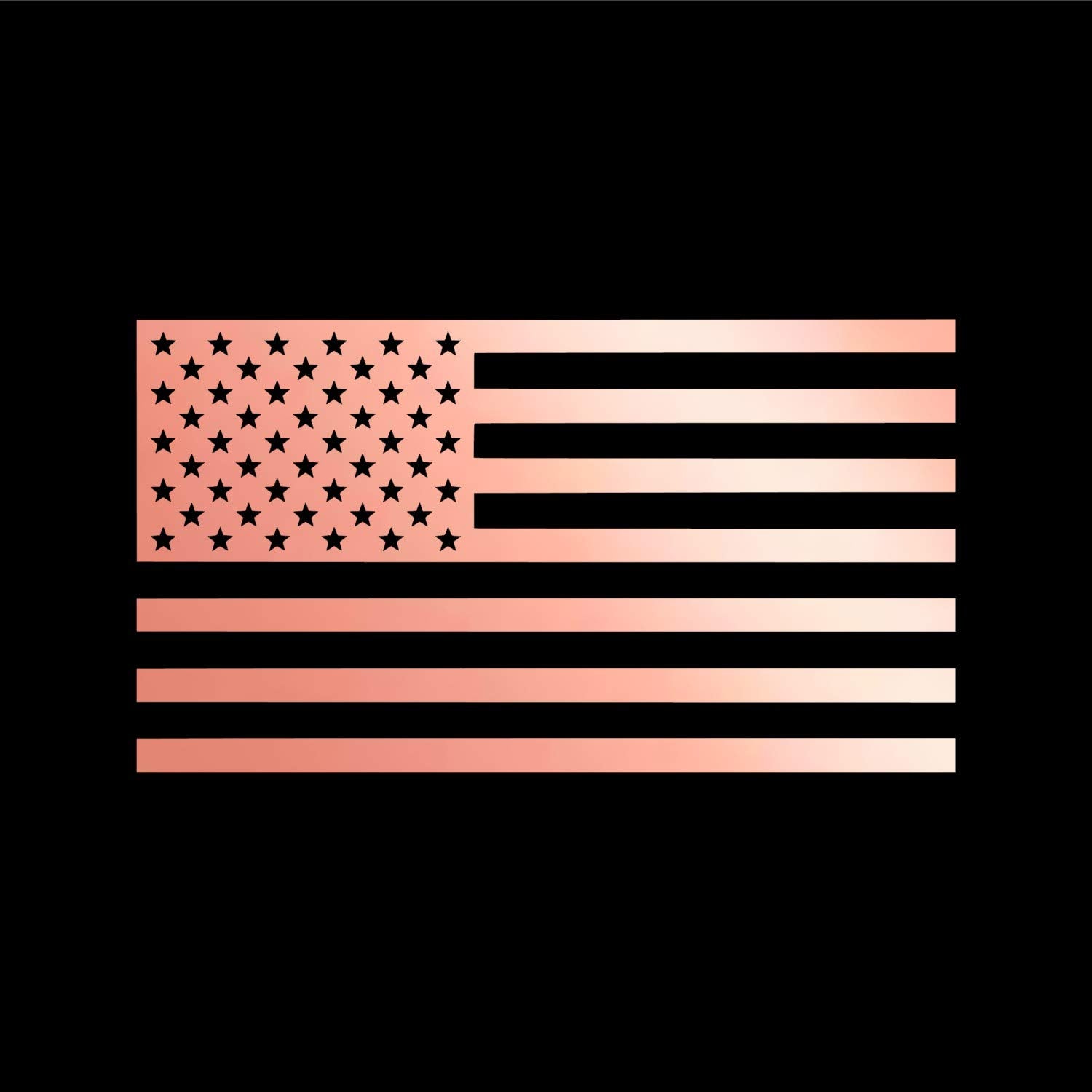 American Us Flag [Pick Color/Size] Vinyl Decal Sticker For Laptop/Car/Truck/Window/Bumper (3.5In X 2In, Metallic Rose Gold)