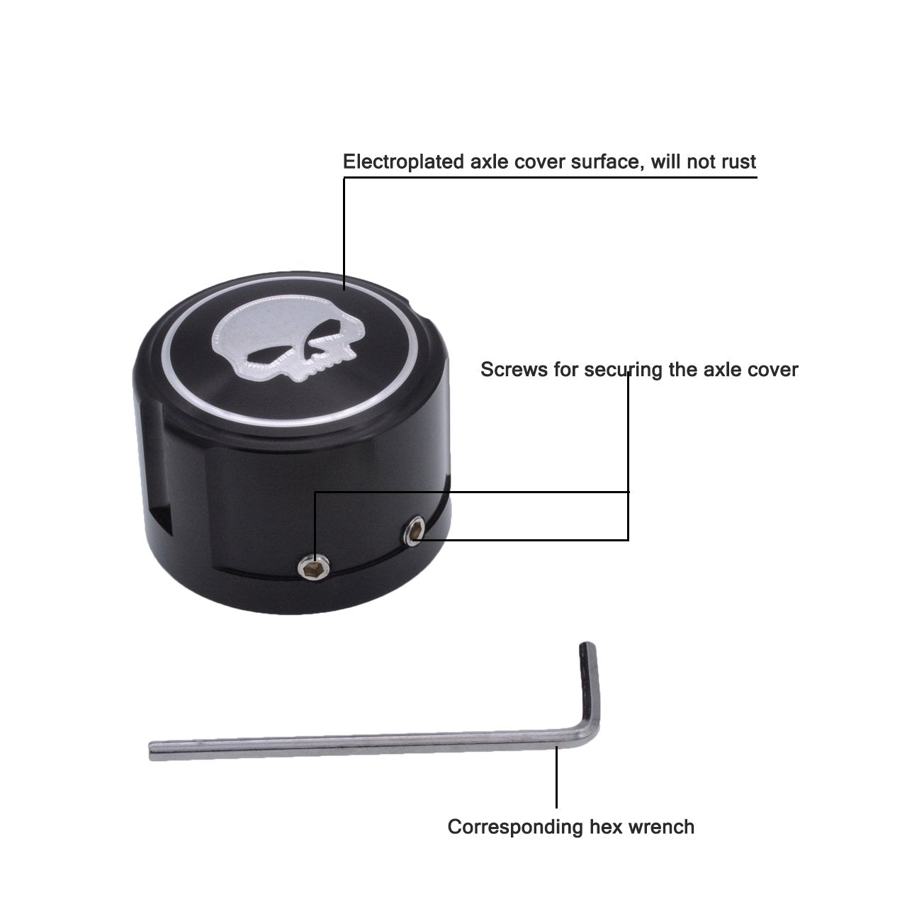 Natgic Skull Front Axle Cover Cap Cnc Aluminum Rc Nut Rough Crafts Bolt Kit For Har*Ley Sport-Ster Xl883 1200 Electra Street Gli