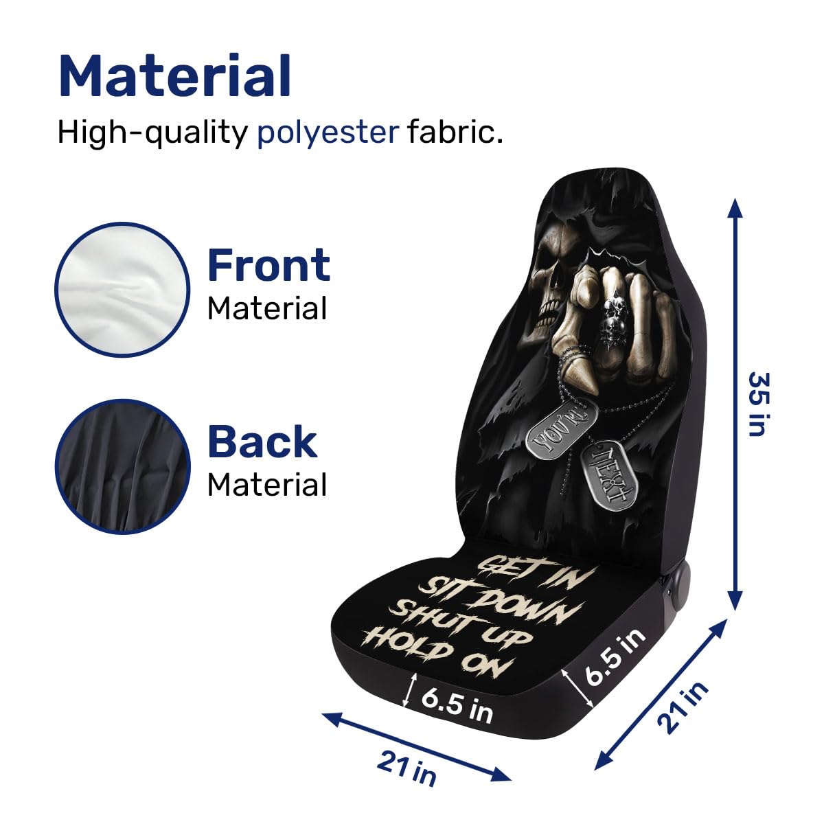 Genany You'Re Next 2 Front Car Seat Covers For Car Truck Sedan Suv, Horror Seat Cover,Halloween Seat Cover, Durable Automotive S