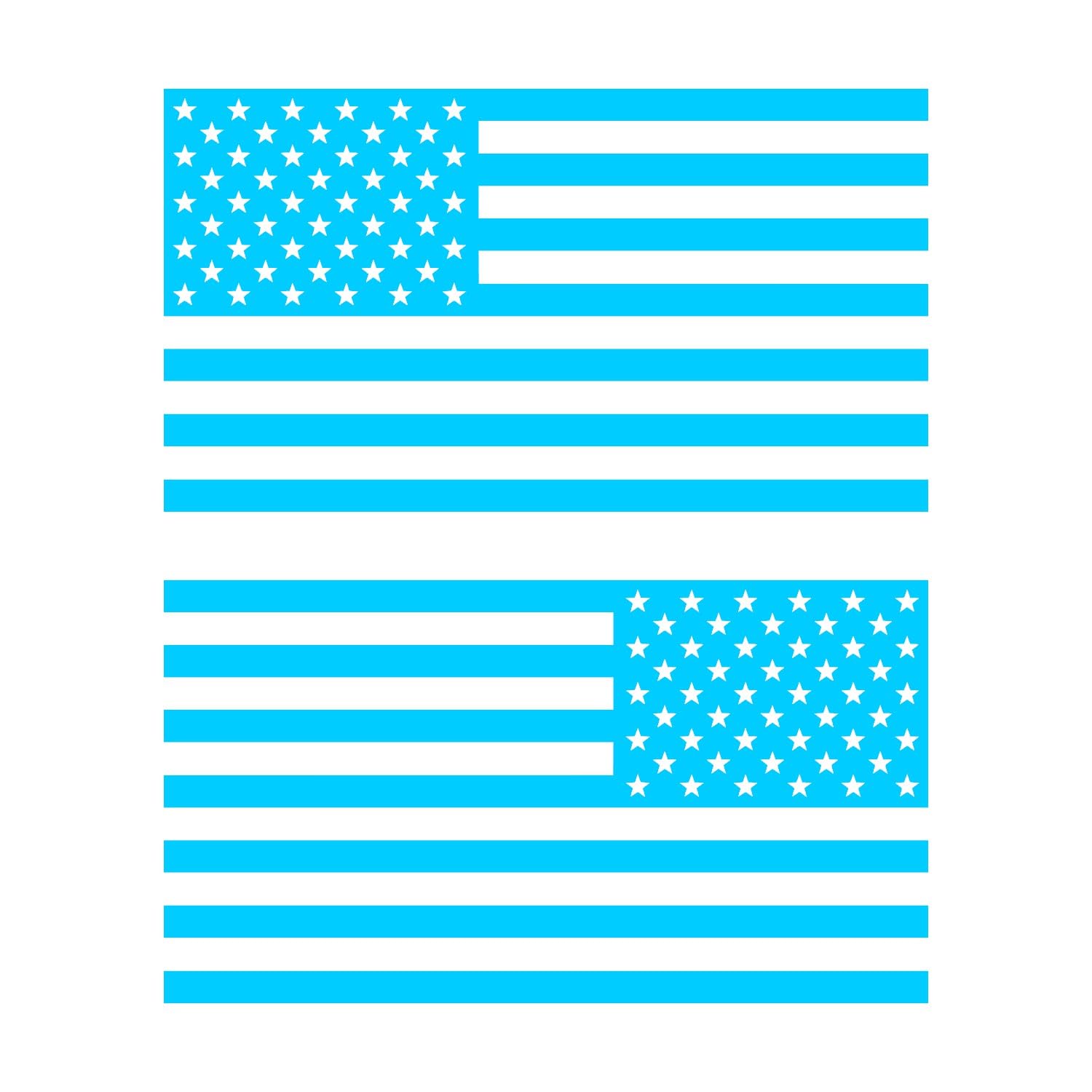 American Us Flag [Pick Color/Size] Vinyl Decal Sticker For Laptop/Car/Truck/Window/Bumper (7.5In Subdued Pair, Matte Light Blue)