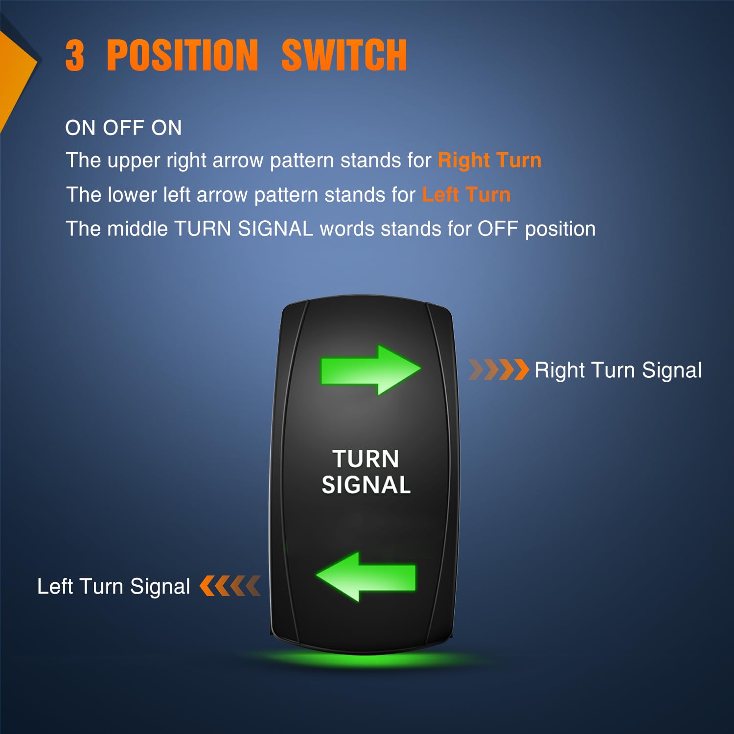 Nilight Turn Signal Switch Green 4Pin On Off On Rocker Switch Laser Etched Spdt Toggle Switches 12V 20A 24V 10A Jumper Wires For
