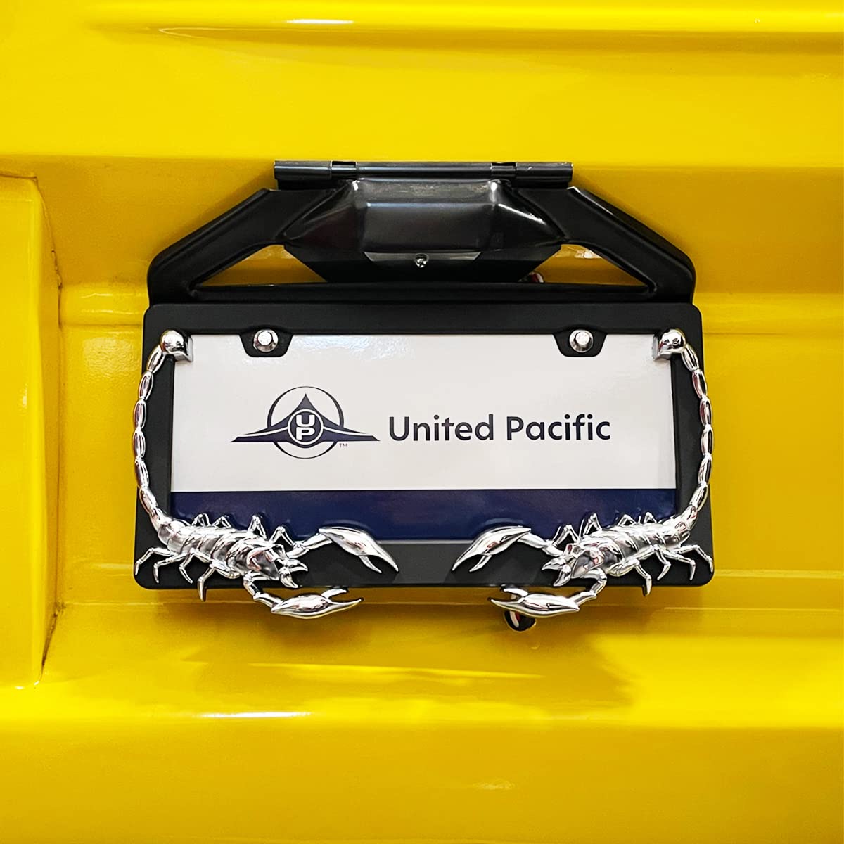 United Pacific Universal Die-Cast Metal, Chrome Scorpion License Plate Frame Holder For Cars, Trucks, Rvs, Semi, Car Accessories