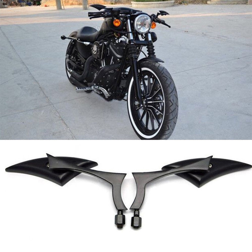 Rich Choices Black 8mm/10mm Motorcycle Side Mirrors - Glass Rear View for Cruiser, Chopper, Sportster, Softail, Street Bike, Scooter, Dirt Bike