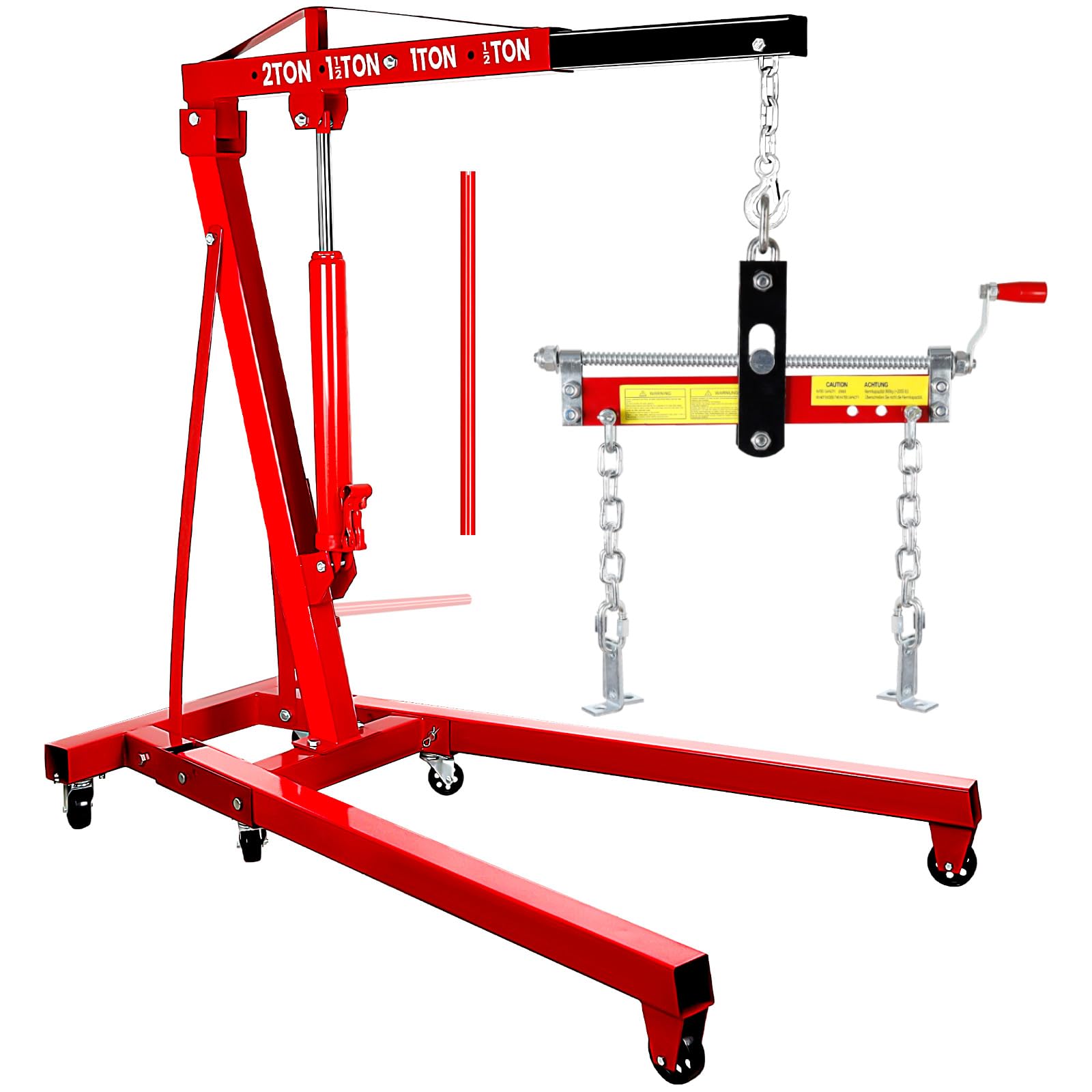 6000LBS Engine Hoist, Cherry Picker with 8 - Ton Hydraulic Pump, Alloy Steel Cherry Picker Engine Hoist, Foldable Engine Lift wi