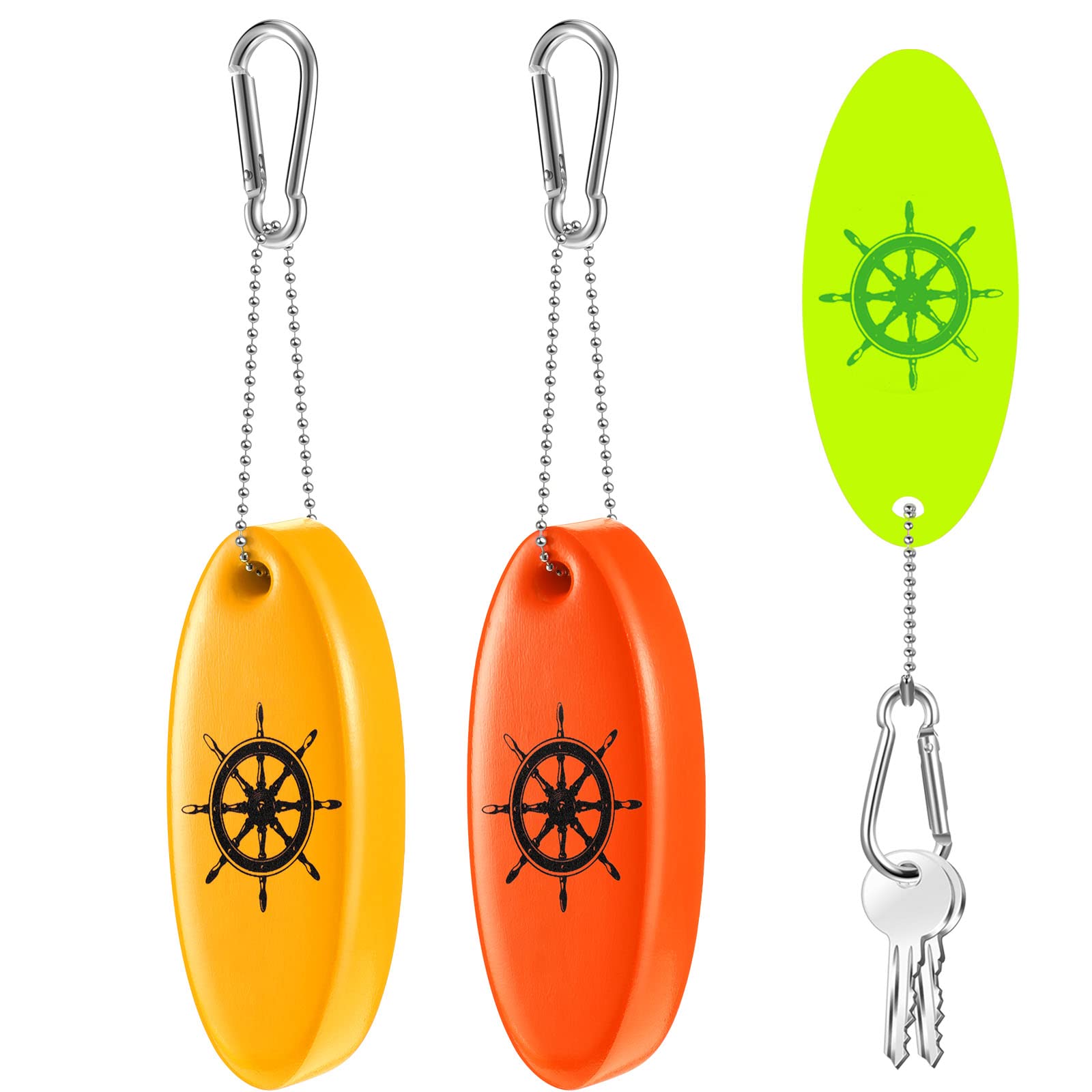 Otuuz 2pcs Floating Keychain Glow in The Dark Oval Shaped Foam Floating Key Ring for Surfing Swimming Water Sport Accessories(Ye