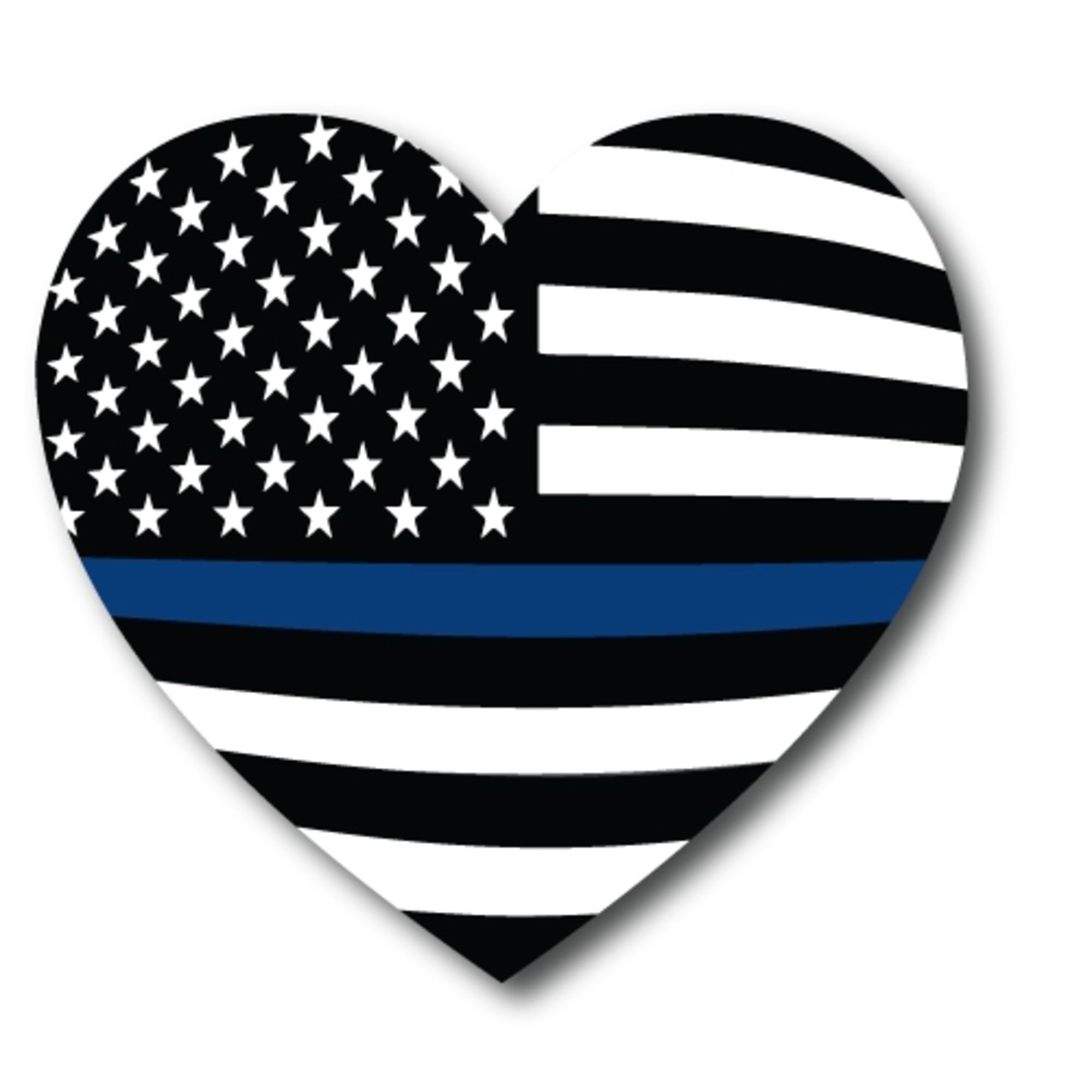 Magnet Me Up Thin Blue Line American Flag Heart Magnet Decal, 5 Inches, Heavy Duty Automotive Magnet For Car Truck Suv, In Suppo