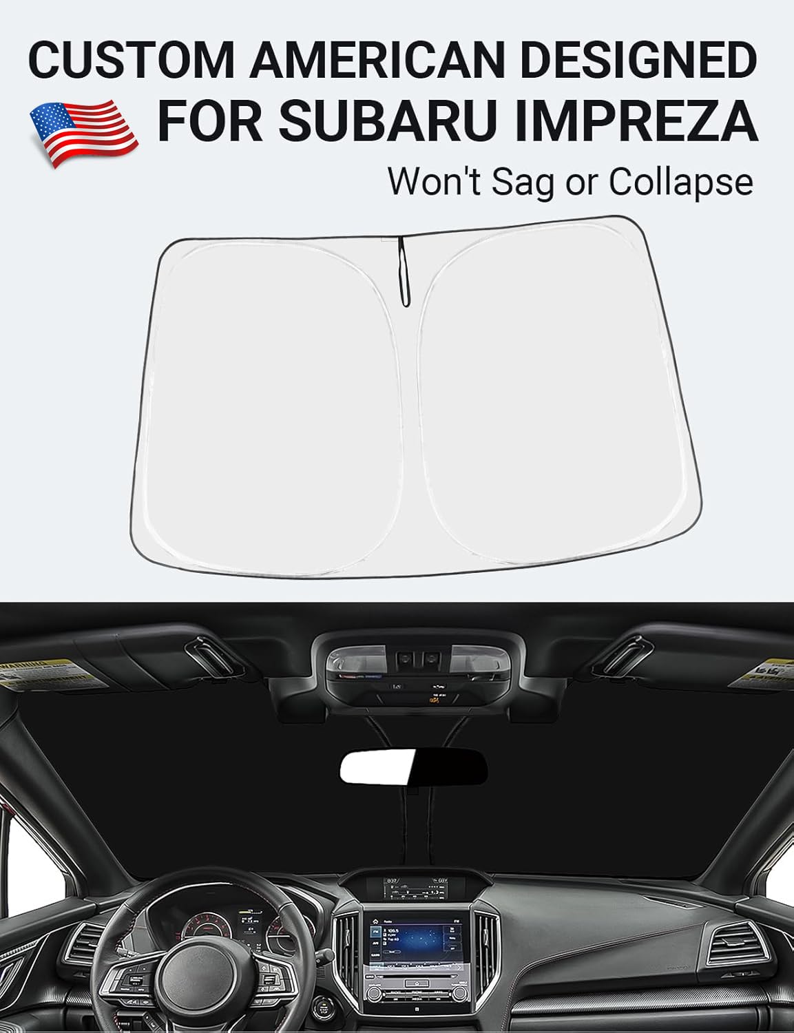 Proadsy Front Windshield Sunshade Foldable Shade Sun Visor Protector Custom Fit 2024-2015 Subaru Impreza Wrx Sedan, Base, Premiu