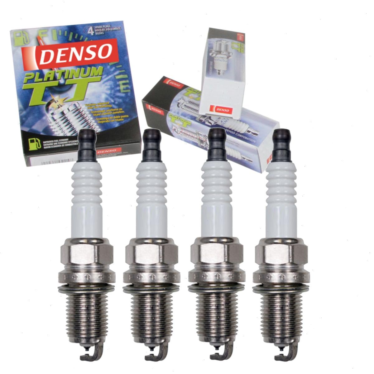 4 pc DENSO Platinum TT Spark Plugs compatible with Toyota Camry 2.2L 2.4L L4 1992-2011
