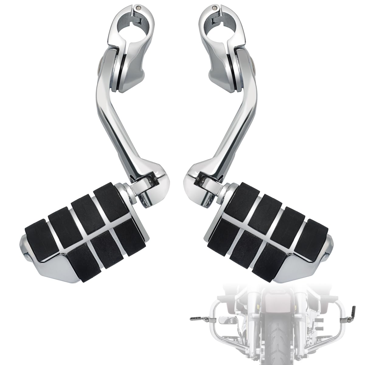 FOVPLUE 1.25'' Highway Footpegs,Long Angled Adjustable Highway Pegs w/Mounts for Harley Touring Street Glide Electra Glide Road 