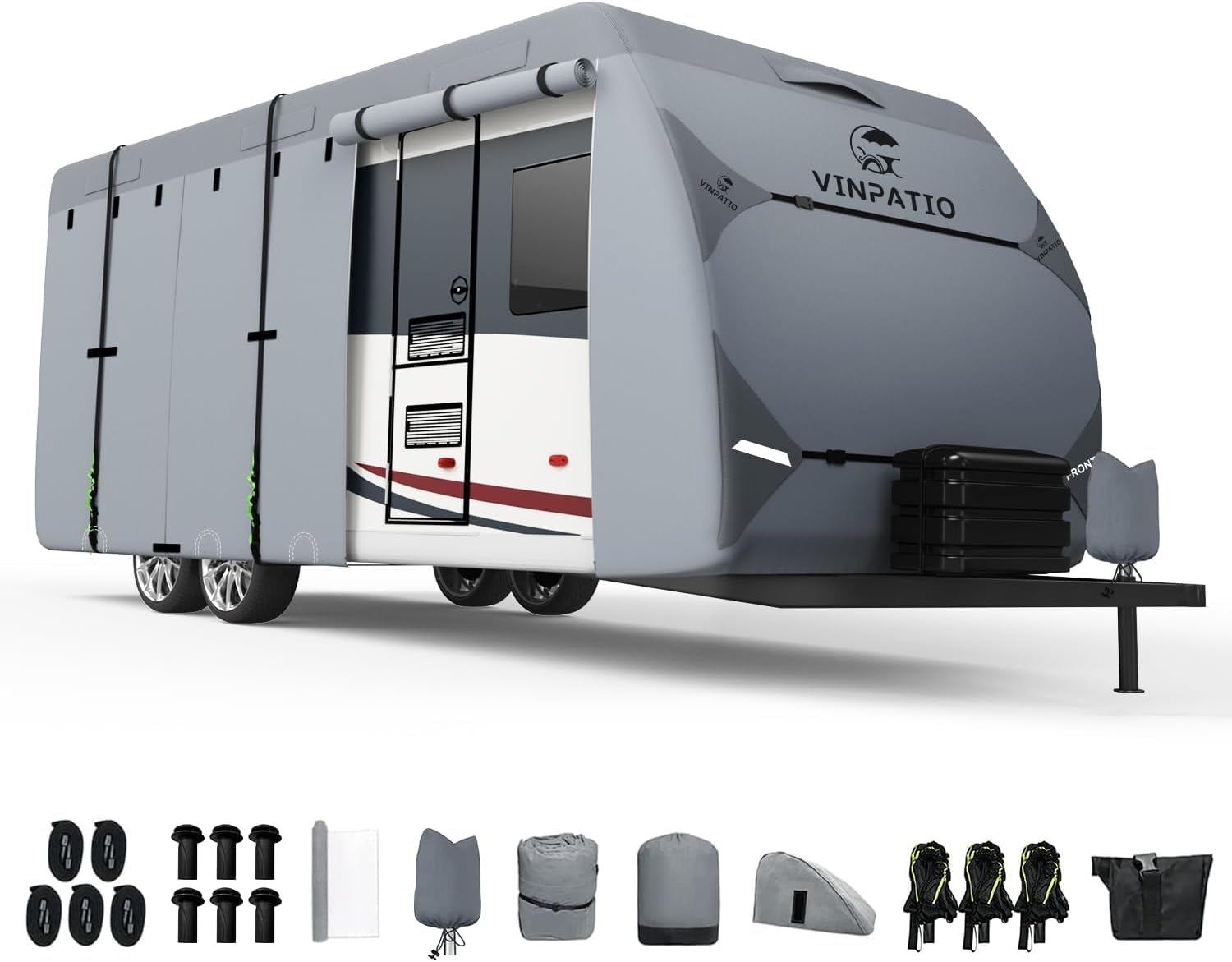 Vinpatio Rv Cover, 7 Layers Heavy Duty Rv & Trailer Cover, Toy Hauler Cover Fits 38'-40' Rv Travel Trailer Camper Cover With Ton
