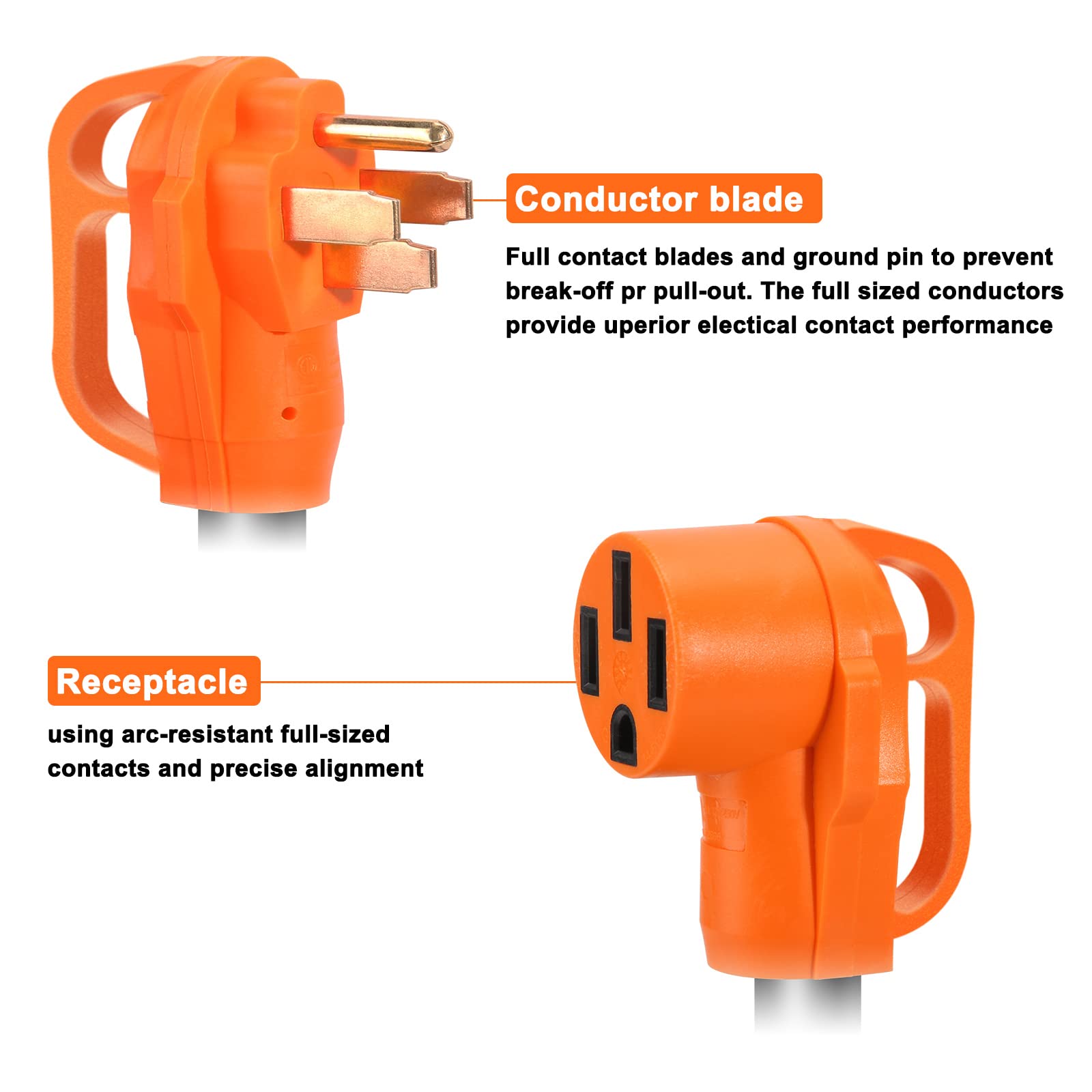 Opl5 50 Amp 25 Feet Rv Power Extension Cord, Heavy Duty 14-50P To 14-50R Plug Receptacle Connector With Grip Handle,Heavy Duty 6