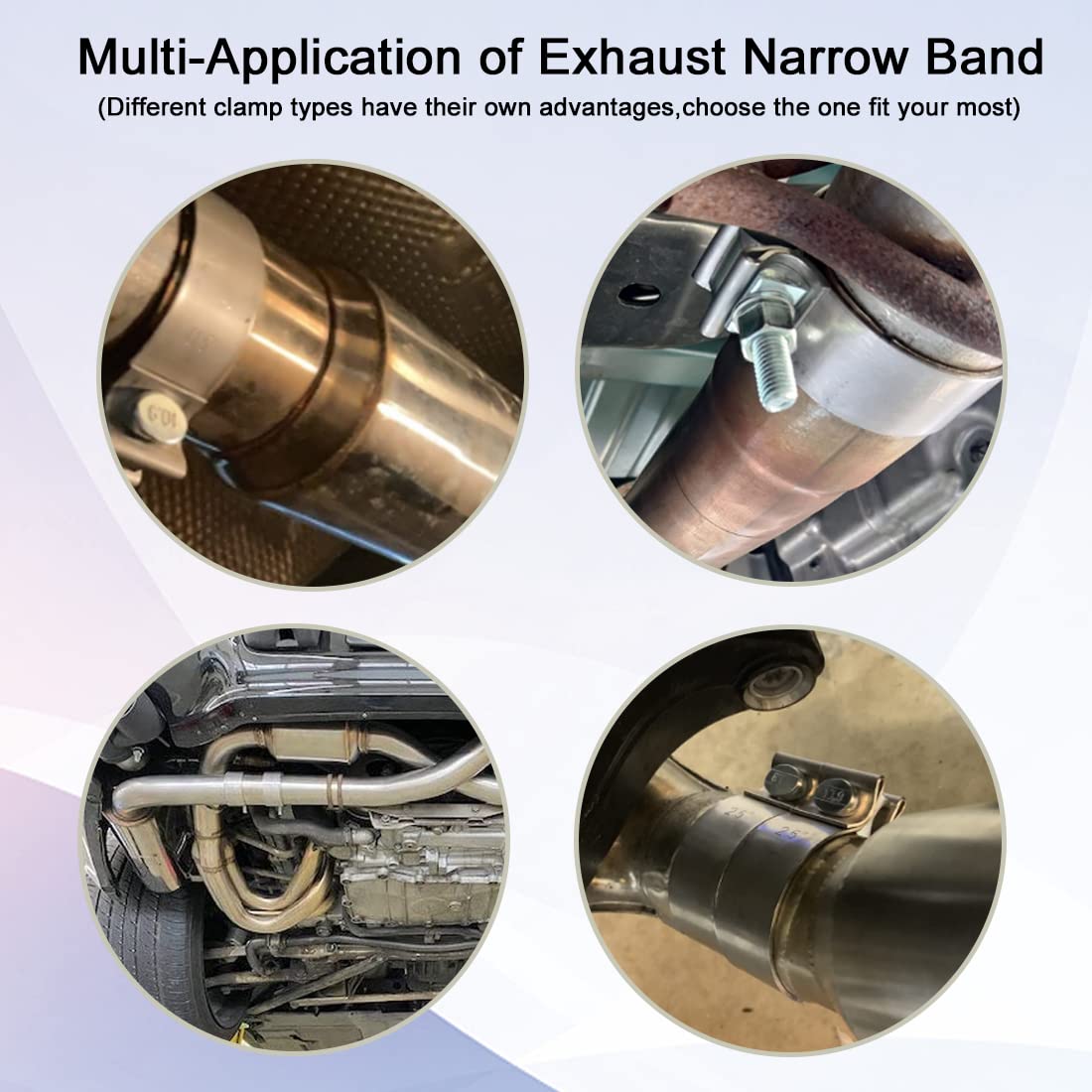Emotor Stainless 3 Inch Narrow Band Exhaust Seal Clamp For Od 3'' Exhaust Pipes/Muffler/Tips
