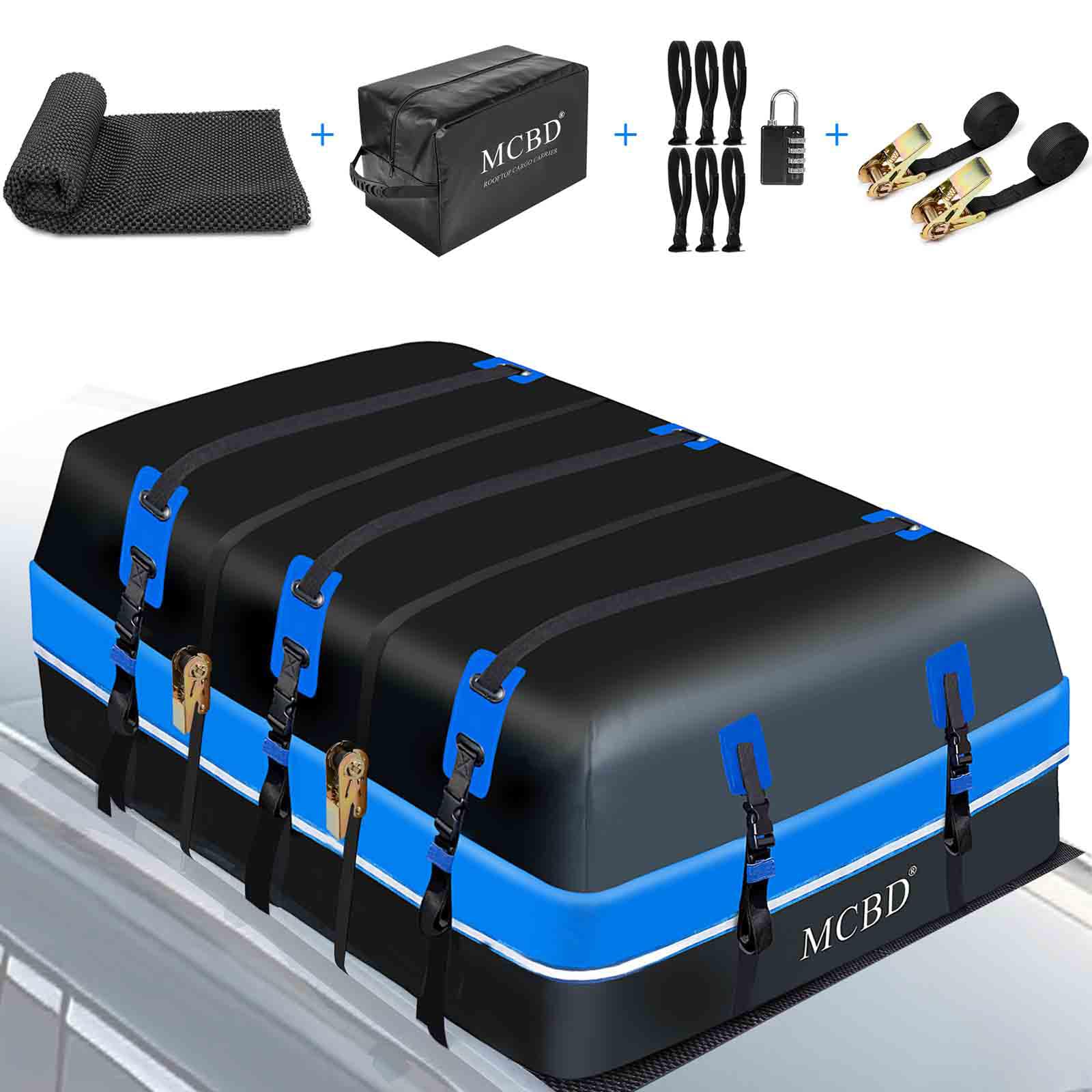 40 Cubic Feet Rooftop Cargo Carrier Bag, Waterproof Soft-Shell Car Roof Bag for All Vehicles SUV with/Without Rack, Car Top Lugg