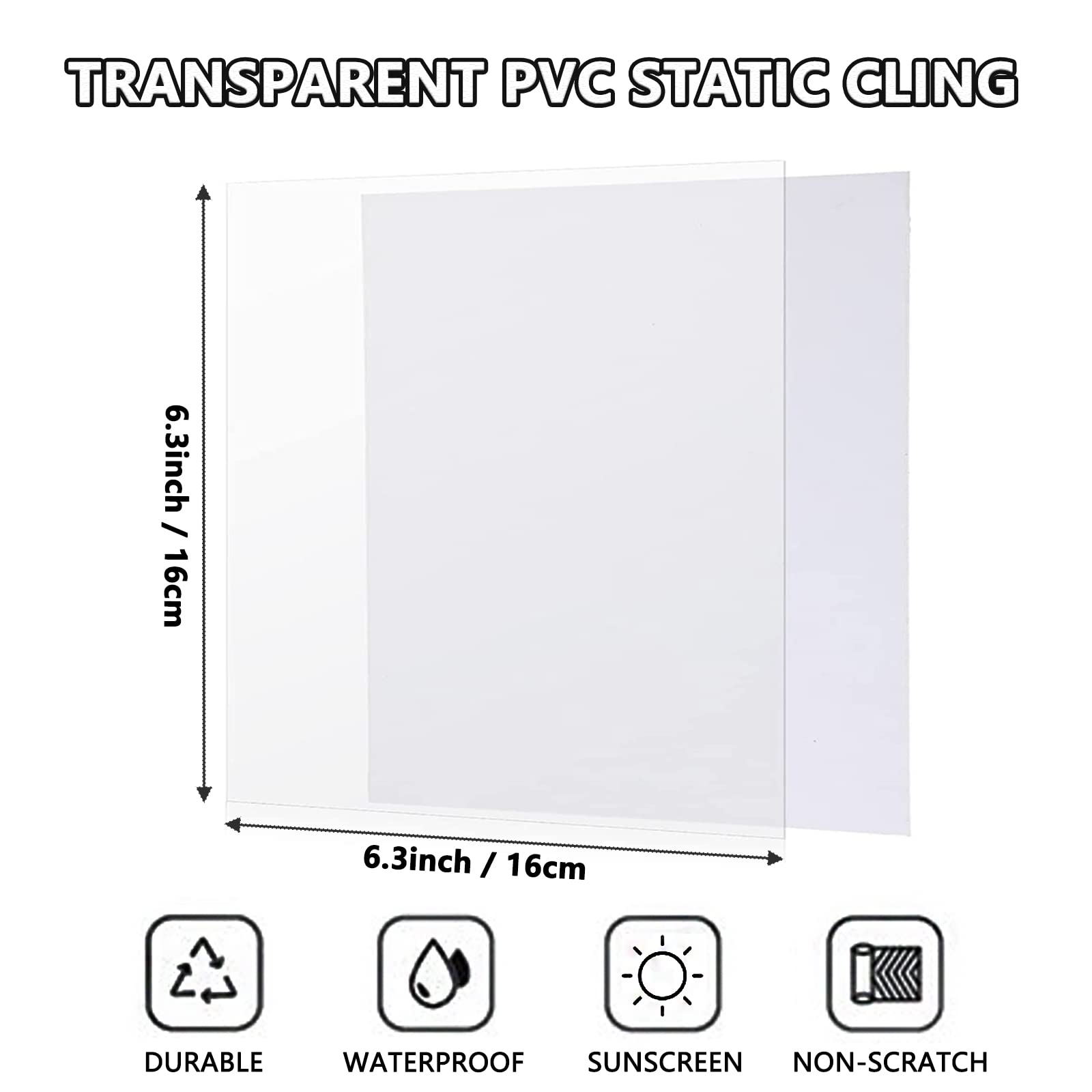 PUSNMI Car Window Clings - 12PCS Transparent PVC Windshield Sticker Applicator 6.3''x6.3'' Static Film for Parking Permit & Inspection