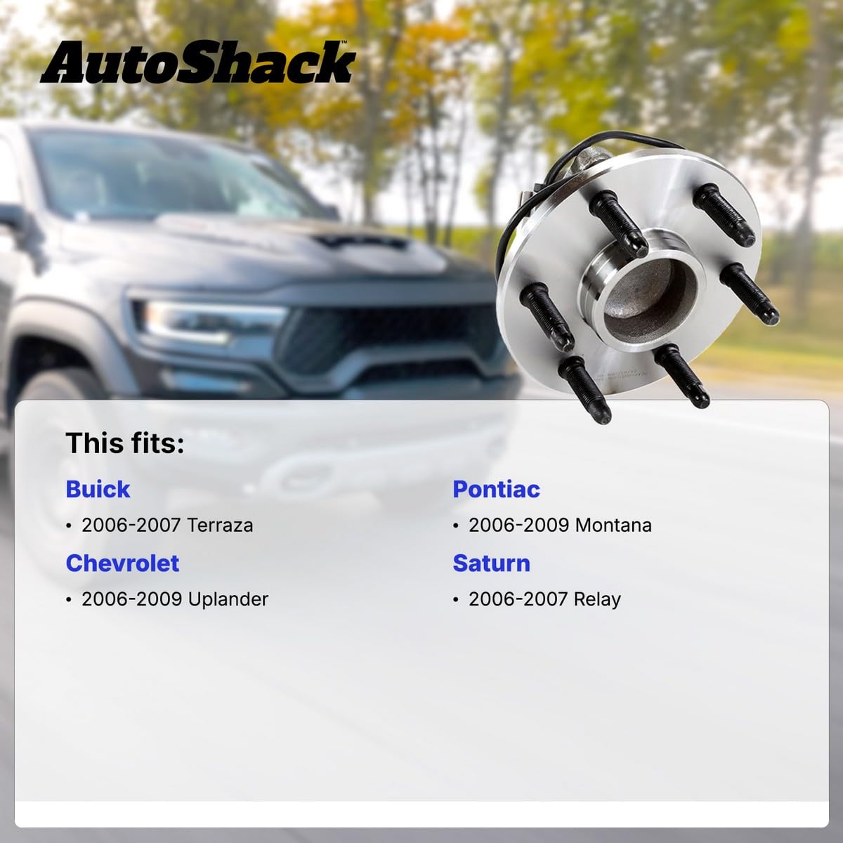 Autoshack Front Wheel Hub Bearing Pair Of 2 Driver And Passenger Side Replacement For Pontiac Montana 2006-2009 Chevrolet Uplander 2006-2007 Buick Terraza 2006-2007 Saturn Relay Fwd 6-Lug Hb613238Pr