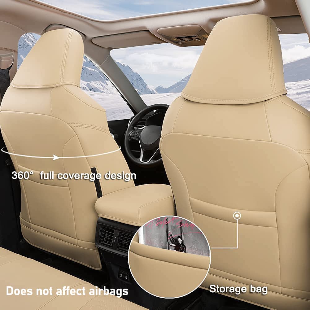 Giant Panda Pu Leather Car Seat Covers Full Set Custom Fit For 2019 2020 2021 2022 2023 2024 2024 Toyota Rav4 Le, Xle, Xle Premi