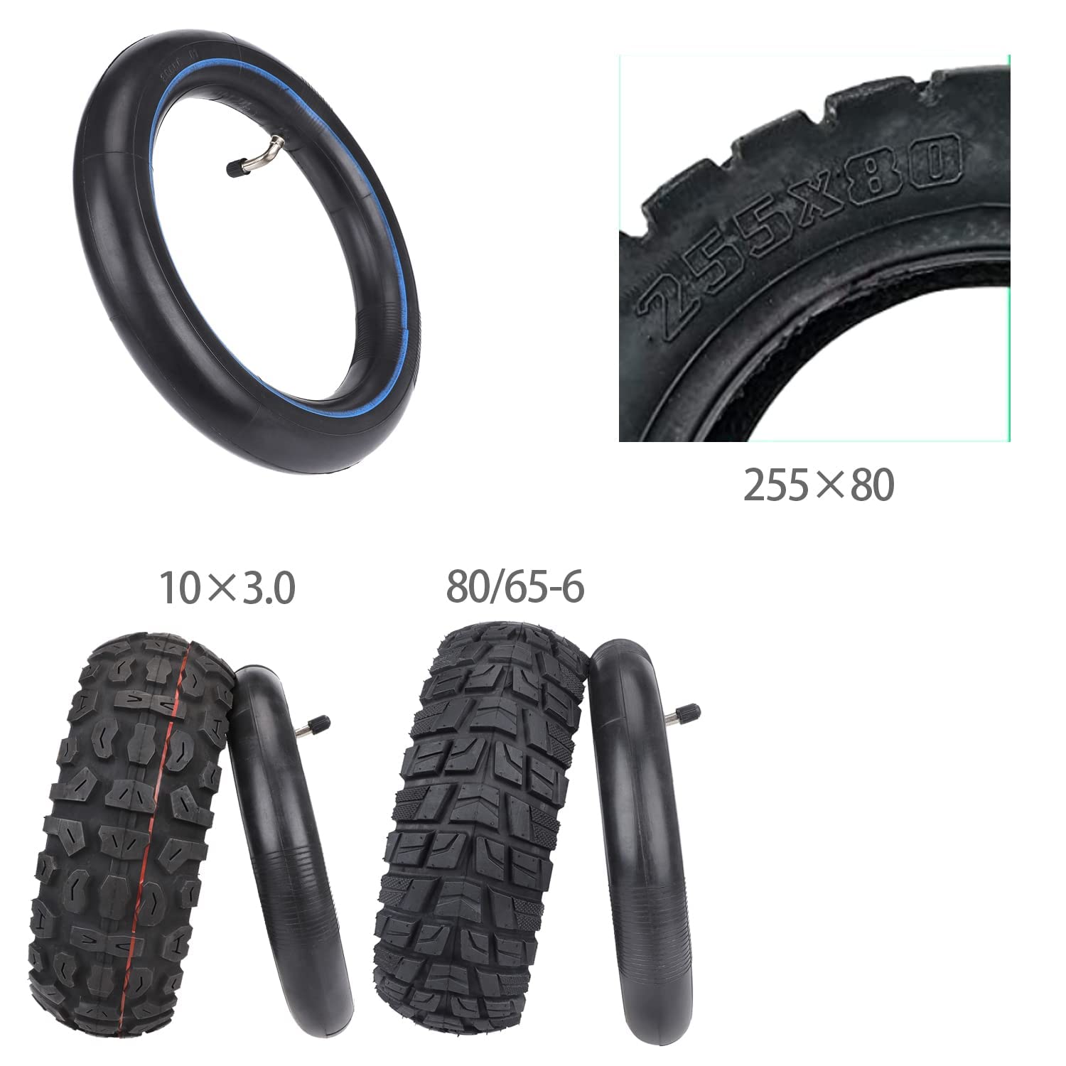 YBang 80/65-6 10x2.5 Inner Tube Replacement 10 inch 255*80 for Kugoo M4 pro for Speedual Zero 10X Tire Tire with Elbow Valve Thi