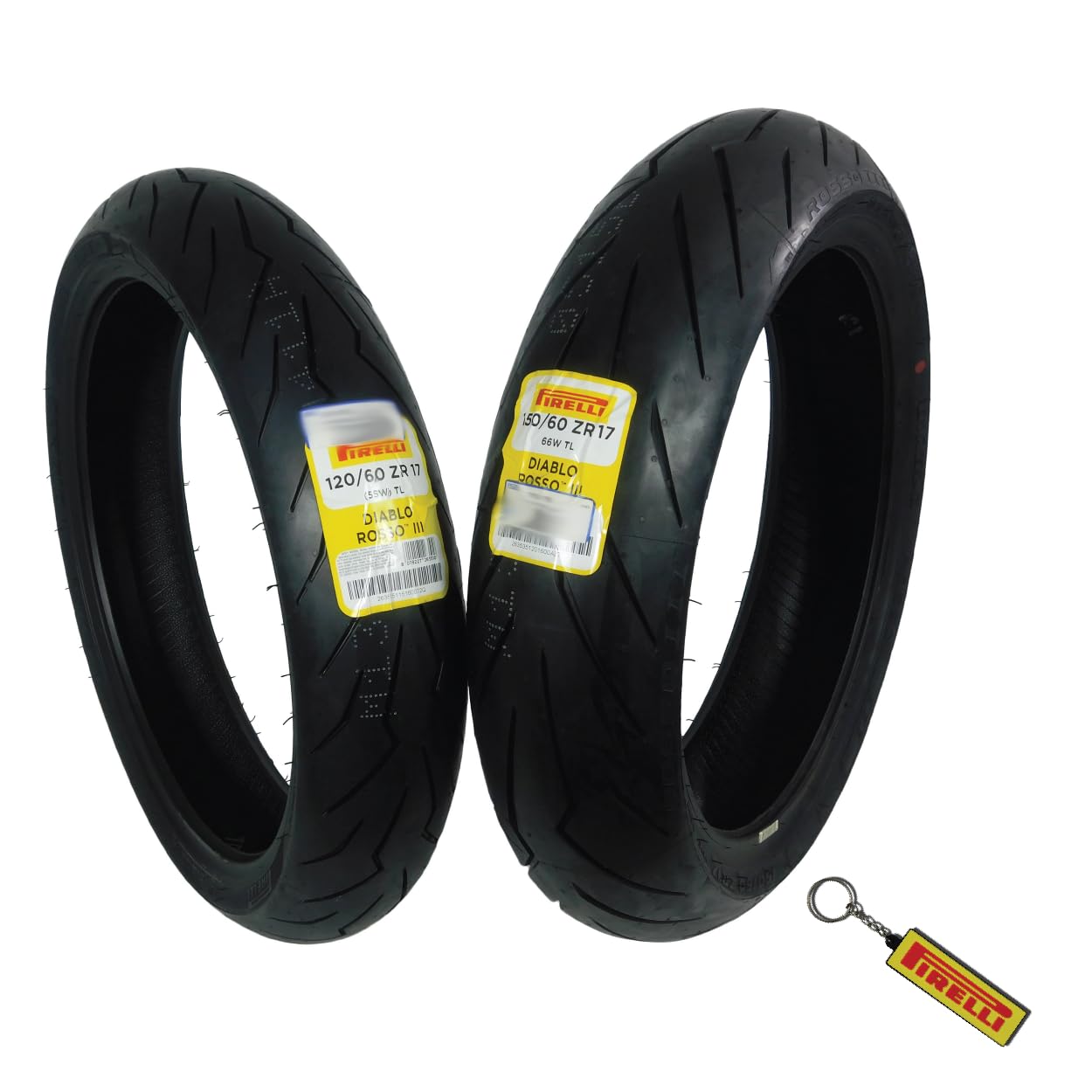 Pirelli Diablo Rosso Iii Motorcycle Tire Set: 120/60 Zr 17 M/C Front & 150/60 Zr 17 M/C Tl Rear- High Performance, Durable For S
