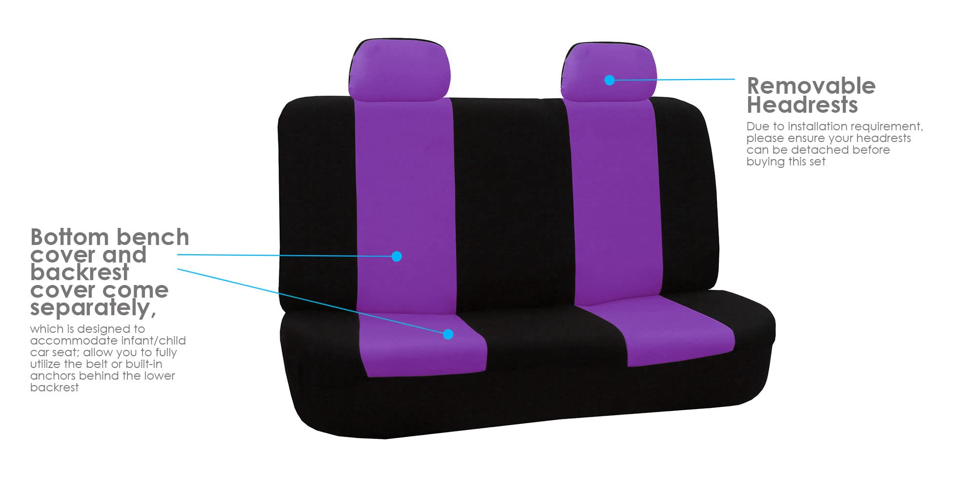 Fh Group Car Seat Cover For Back Seat Cloth -Universal Fit Rear Seatcovers For Cars With Solid Bench,Car Seat Protector For Dogs