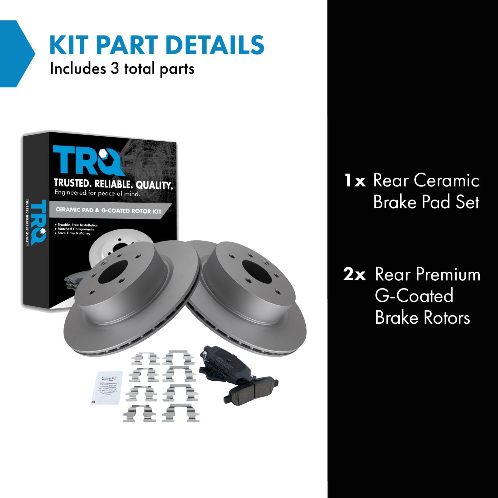 Trq Rear Brake Pad & Rotor Kit Brake Pads Brake Rotor Ceramic Premium G-Coated Compatible With 2009-2023 Nissan Maxima
