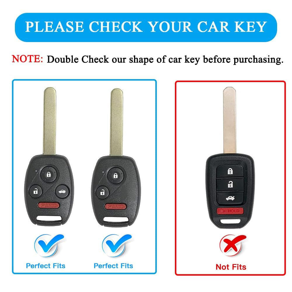 MILD EAST Honda Key Fob Cover with Keychain - 3 Button Smart Remote Case, Blue, High Quality TPU & Leather for Accord, Civic, Pilot, CRV, Odyssey