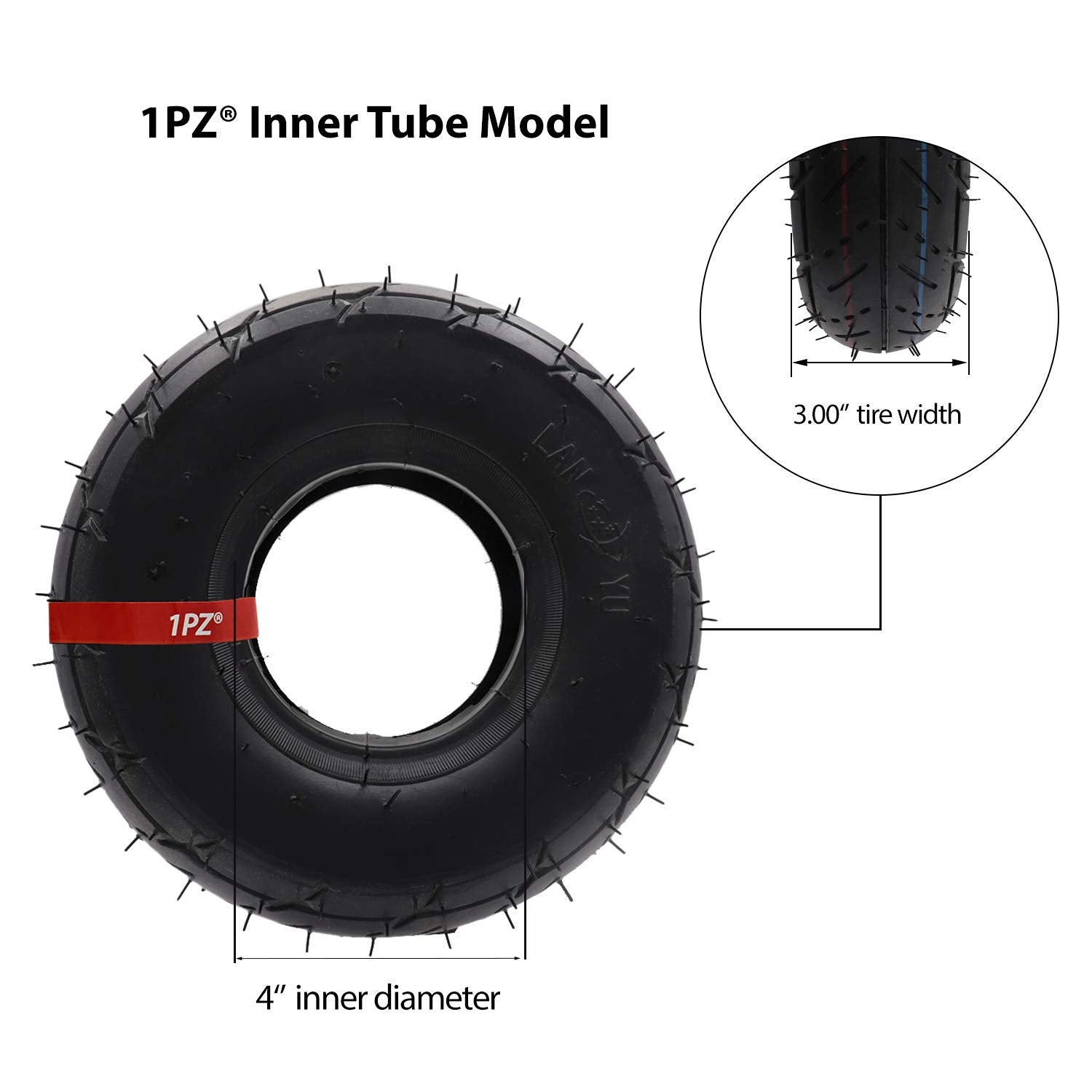 1PZ RE3-34W 3.00-4 (10''x3'', 260x85) Tire & Inner Tube with TR87 Bent Valve Stem for Pocket Rocket E300 E325 eZip Scooter Mini