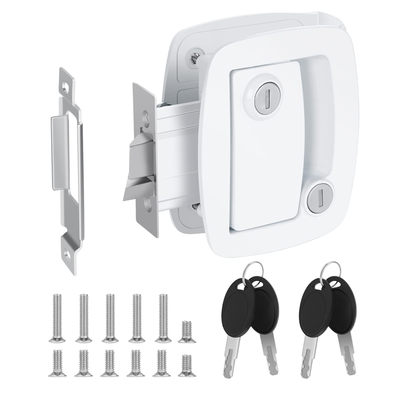 BEBOBLY RV Door Lock Replacement, Upgraded RV Entry Door Lock with Paddle Deadbolt & 4 Keys, 100% Zinc Alloy Metal Camper Door L