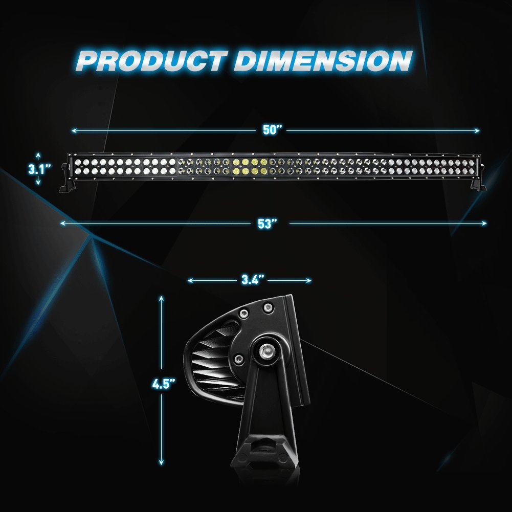 Nilight - 71015C-A 50Inch 288W Curved Led Work Light Driving Fog Lamp Led Light Bar Offroad Lighting For Suv Ute Atv Truck 4X4 B