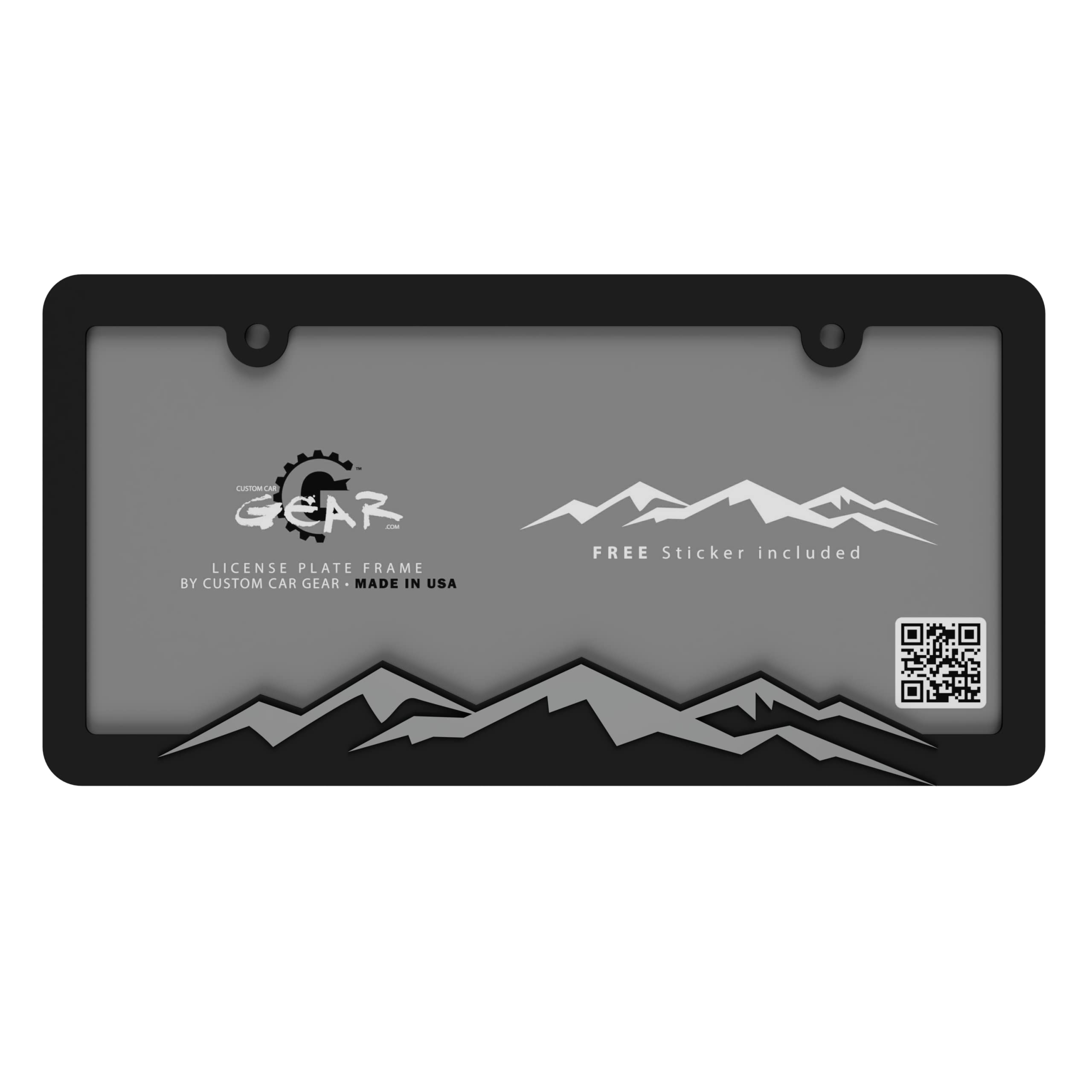 Mountain License Plate Frame Bracket (Chrome On Black)
