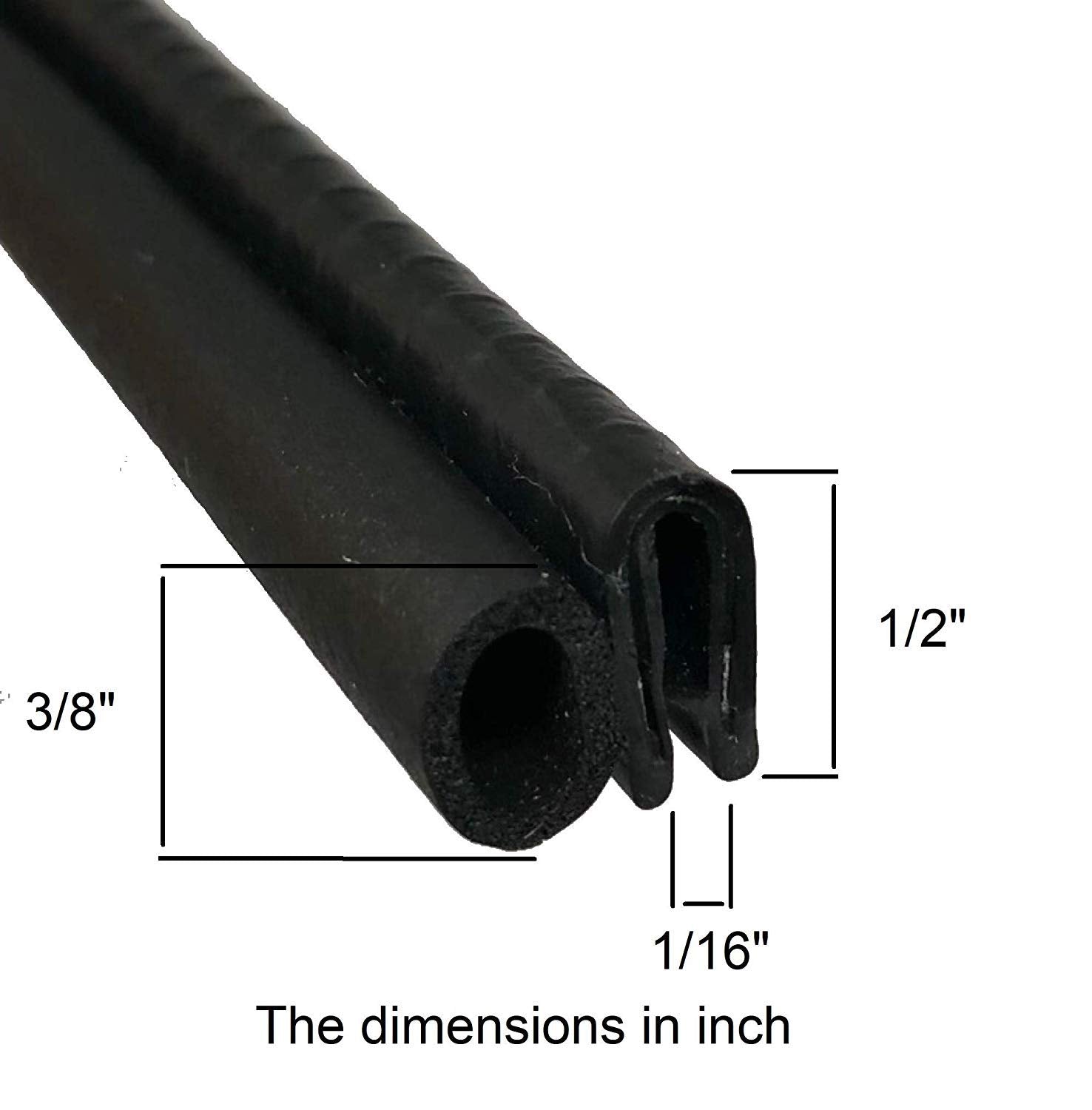 Trim Seal With Side Bulb | Pvc Plastic Trim With Epdm Rubber Bulb Seal - Fits 1/16    Edge, 3/8    Bulb Seal Diameter (5 Feet)