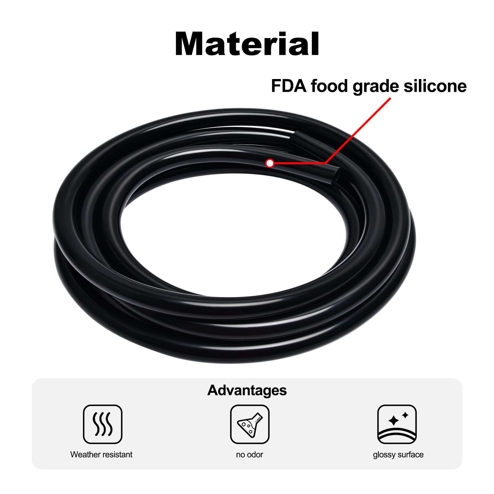 Evil Energy 1/4 Silicone Vacuum Tubing Hose Line 10Ft 130Psi Max Pressure Black (6Mm Id)
