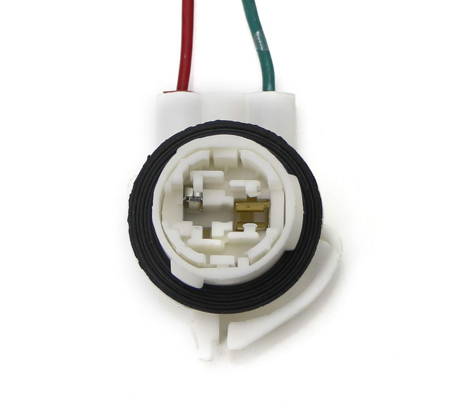 iJDMTOY 2pc White 3156 2-Wire Harness Pre-Wired Sockets As Repair, Replacement, Install LED Bulbs Compatible with Turn Signal Li