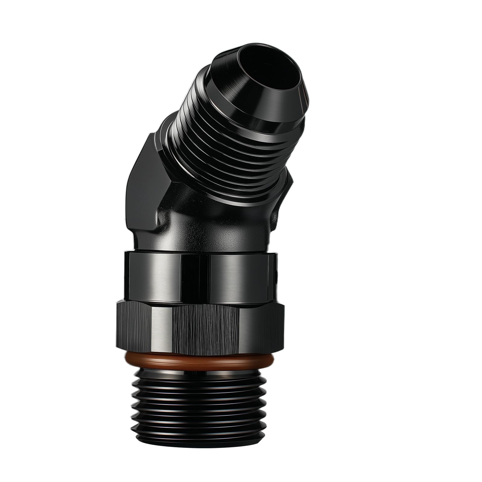 EVIL ENERGY 8AN Flare to 10AN ORB Male Swivel Adapter Fitting 45 Degree Black 1PC