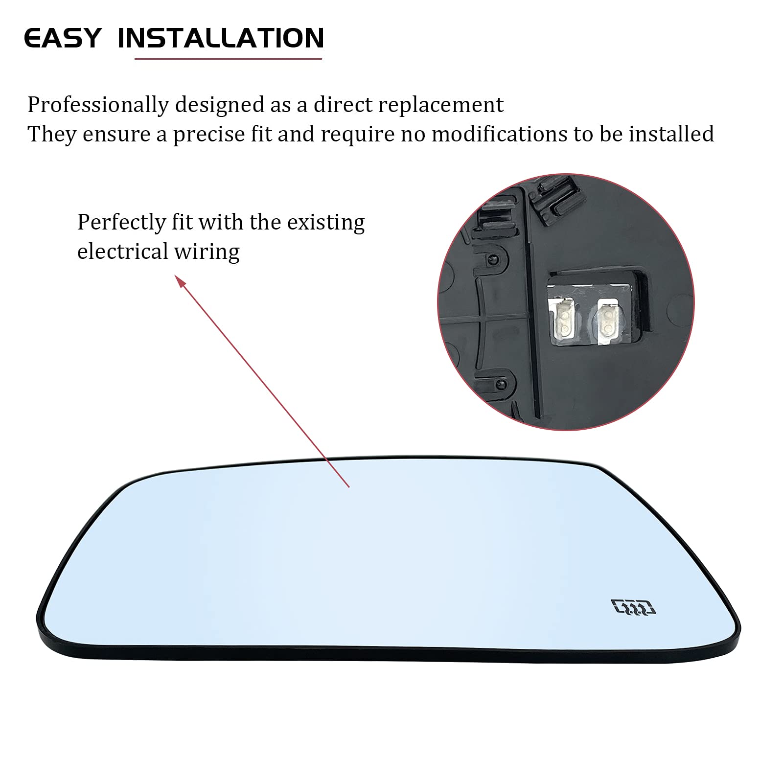 Driver Left Side Heated Mirror Glass Replacement for 2009-2018 Dodge Ram 1500 2500 - Side View Heated Convex Mirror Glass with R