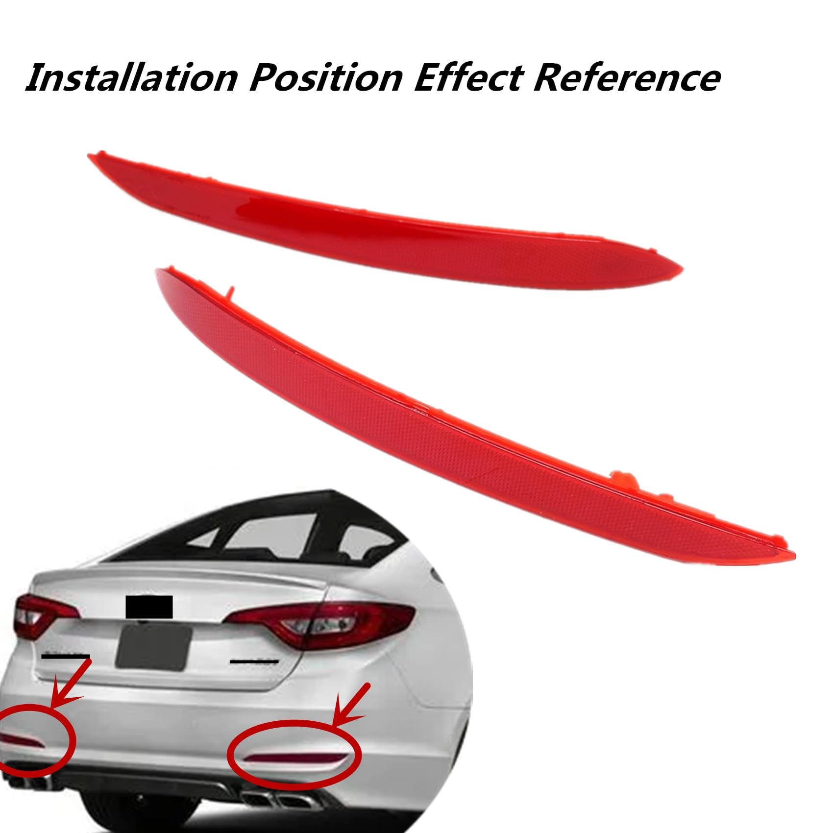 Priprilod Rear Bumper Reflector Pair for Hyundai Sonata 2015-2017, Model 92405-C1000, 92406-C1000, Durable Replacement Parts
