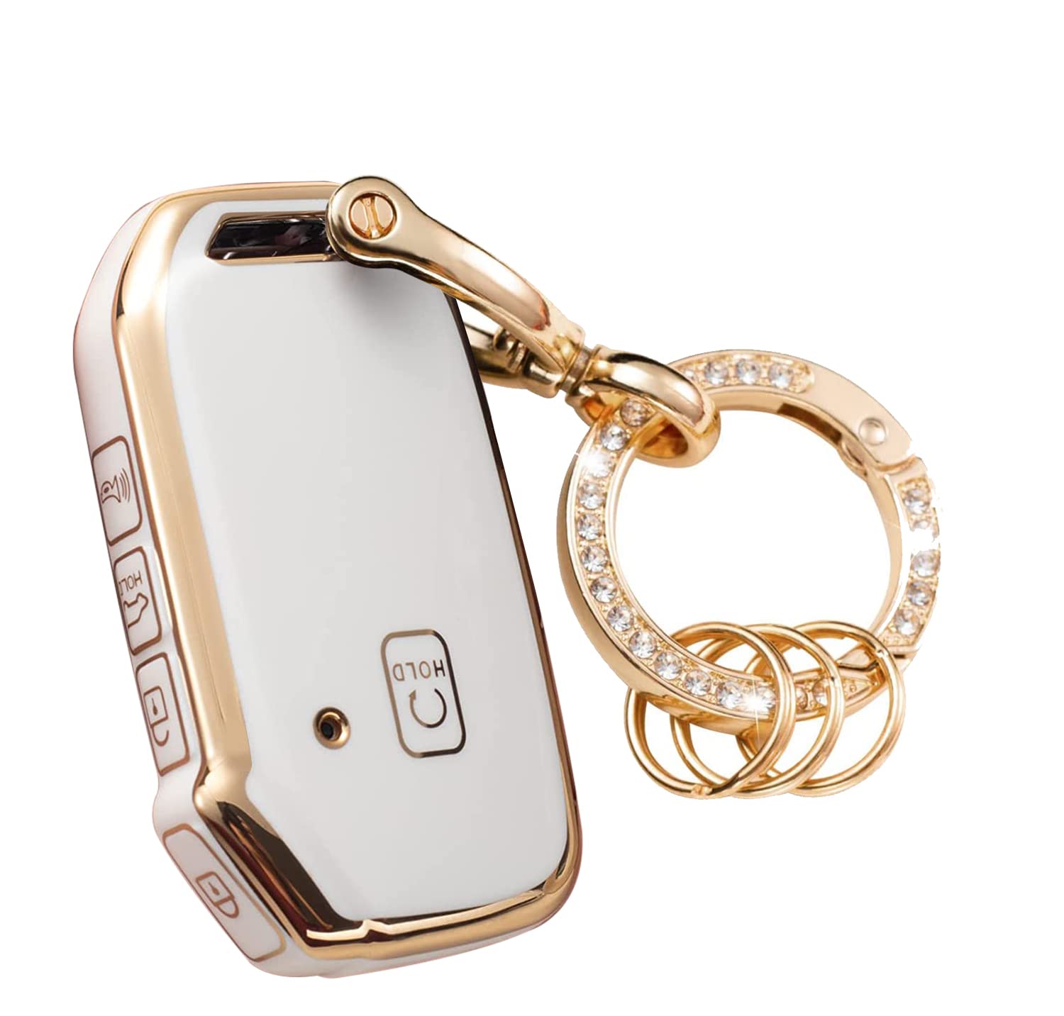 Wsauto For Kia Key Fob Cover Soft 3 4 5 Buttons Tpu Protection Car Key Case Shell With Fashion Gold Bling Keychain Compatible Wi