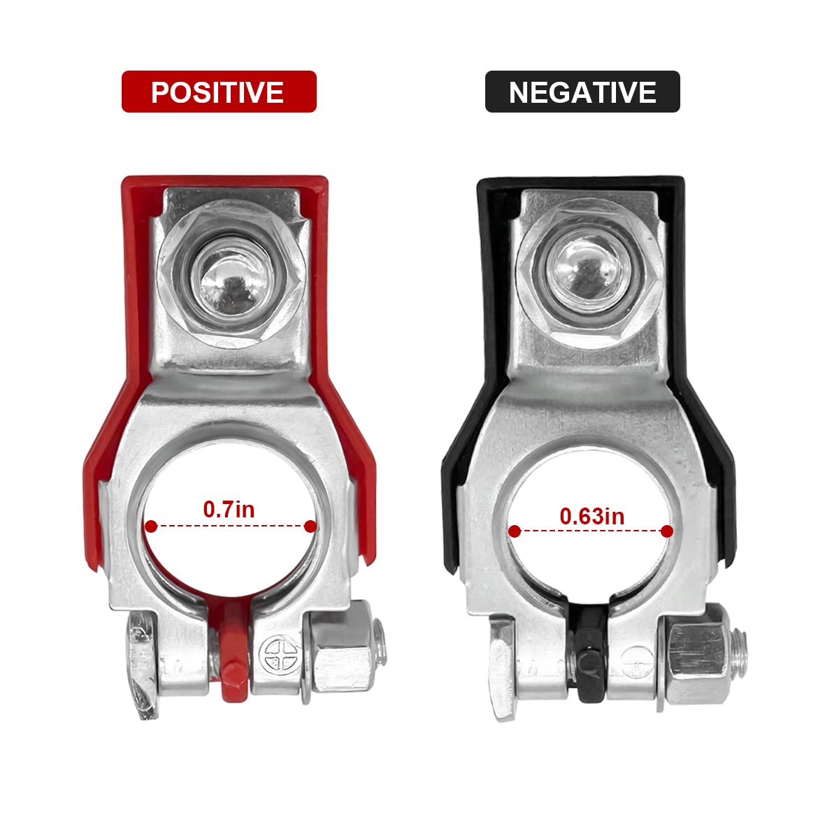 Battery Terminals for Nissan, Positive and Negative 1 pair, Top Post Batteries Connectors with Plastic Bottoms, Automotive Acces
