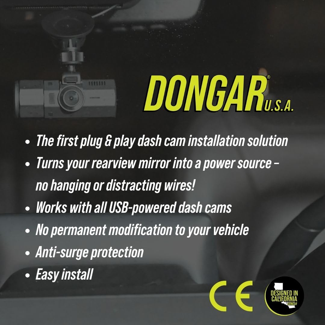 Dongar Dashcam Integrator - 10-pin Type B, Compatible with Toyota, Lexus, Subaru, Black, Model DCA-10B, USB-C Power Adapter