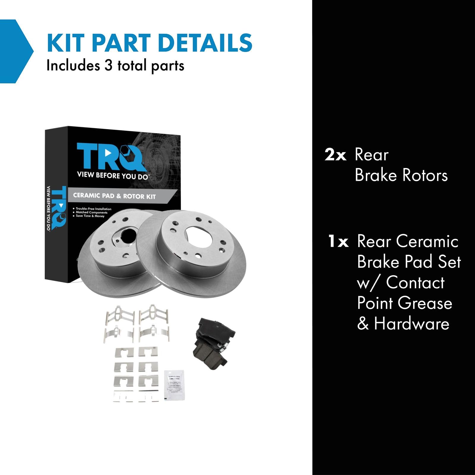 TRQ Rear Brake Pad & Rotor Kit Brake Pads Brake Rotor Ceramic Compatible with 1998-1999 Acura CL 1998-2002 Honda Accord