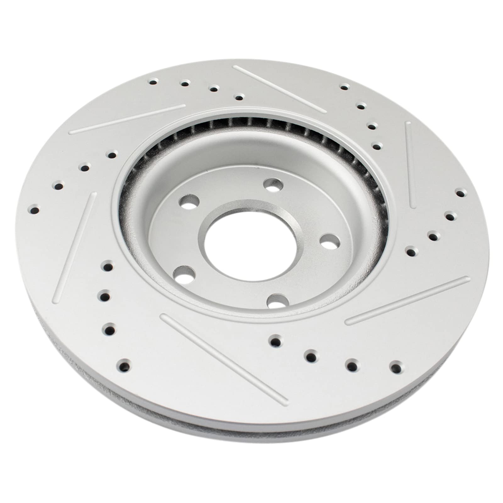 Trq Front Performance Brake Rotors Set Premium G-Coated Cross Drilled & Slotted Compatible With 2013-2017 Ford C-Max 2013-2019 E